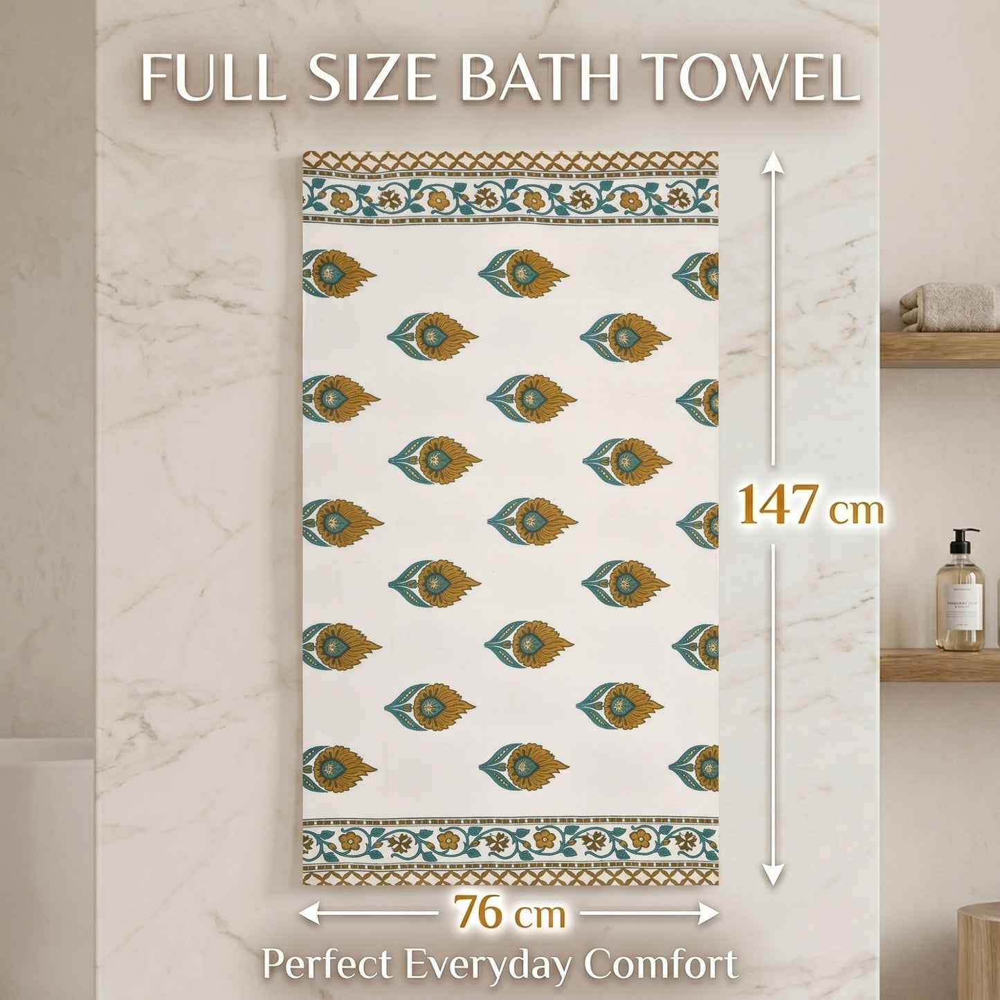 250 GSM Cotton Waffle Bath Towel | 147 × 76 cm
