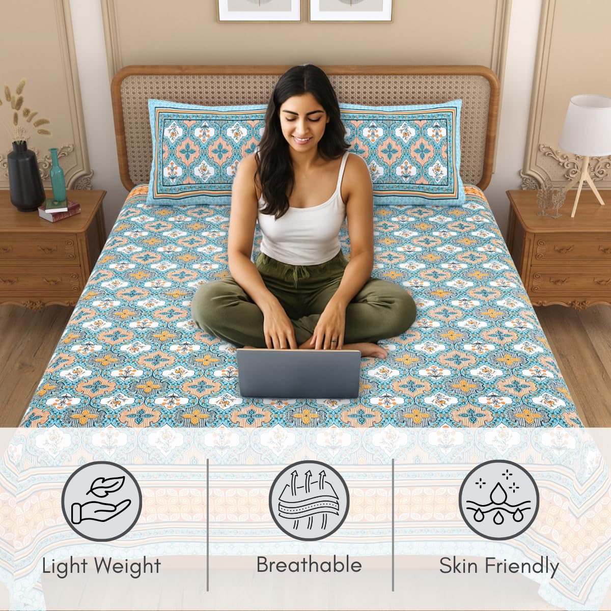 Upvan Double Bed Cotton Bedsheet