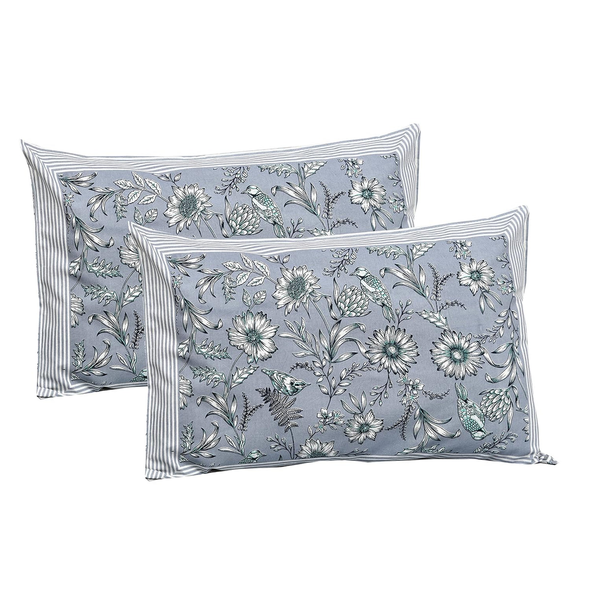 Jaipuri Printed Queen Size Cotton Bedsheet with 2 Pillow Covers | 144 TC | 90 x 108 Inches | Soft Texture | Chrome