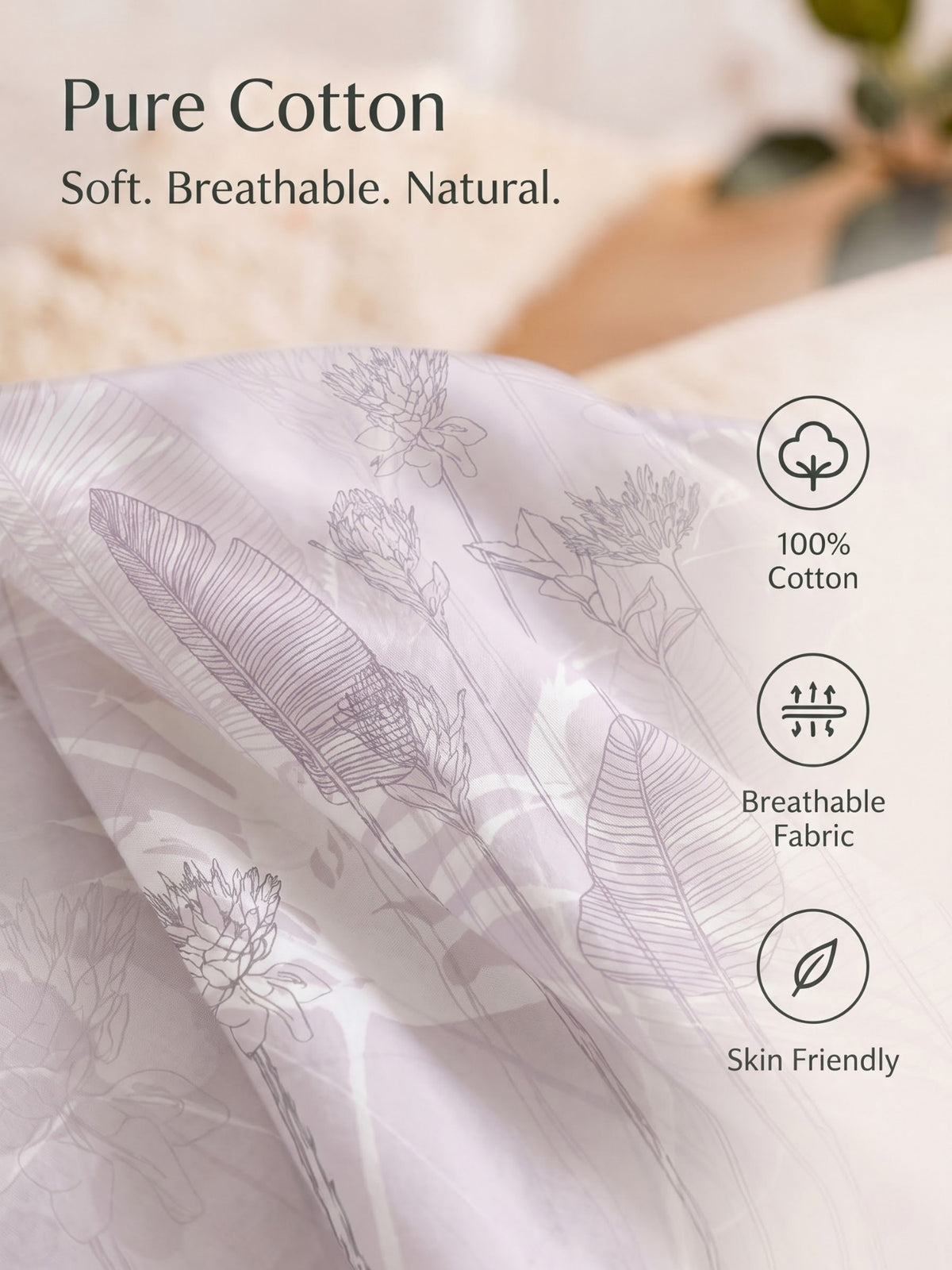 BOTTEGA PANEL Luxury King Size Bedsheet | 100% Cotton | 210 TC Premium Fabric | 108 x 108 Inches | Includes 2 Pillow Covers
