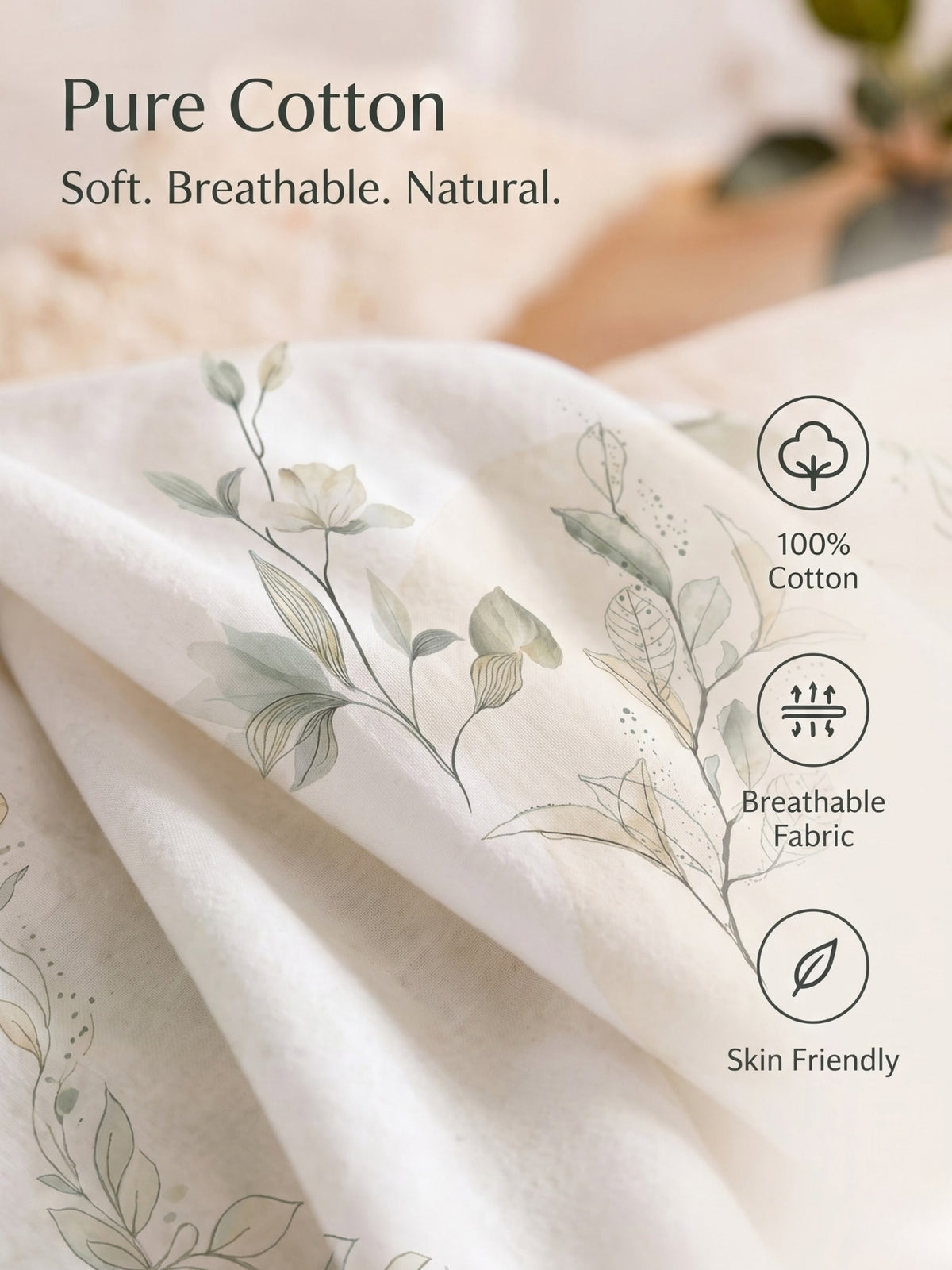 BOTTEGA PANEL Luxury King Size Bedsheet | 100% Cotton | 210 TC Premium Fabric | 108 x 108 Inches | Includes 2 Pillow Covers