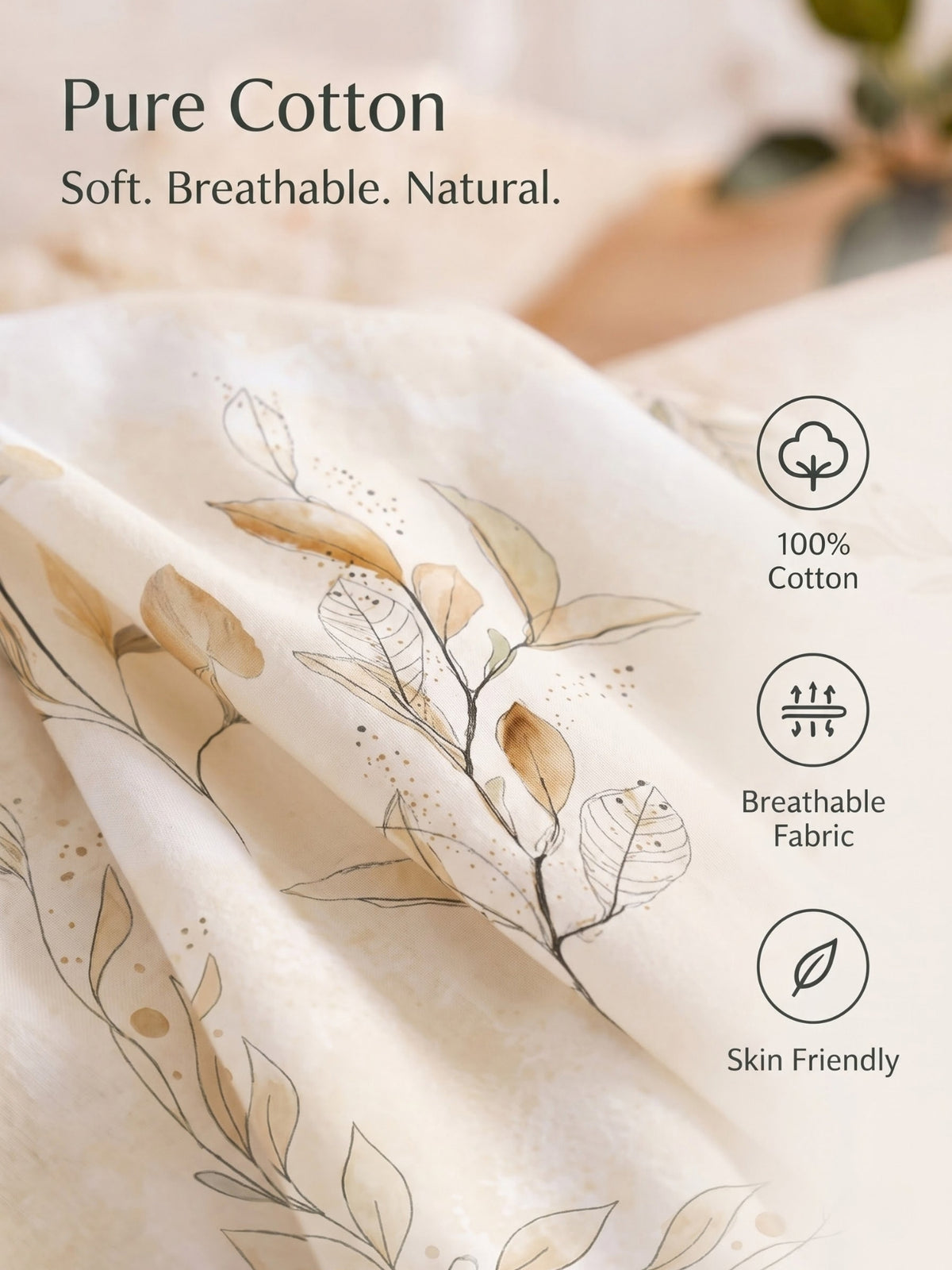 BOTTEGA PANEL Luxury King Size Bedsheet | 100% Cotton | 210 TC Premium Fabric | 108 x 108 Inches | Includes 2 Pillow Covers