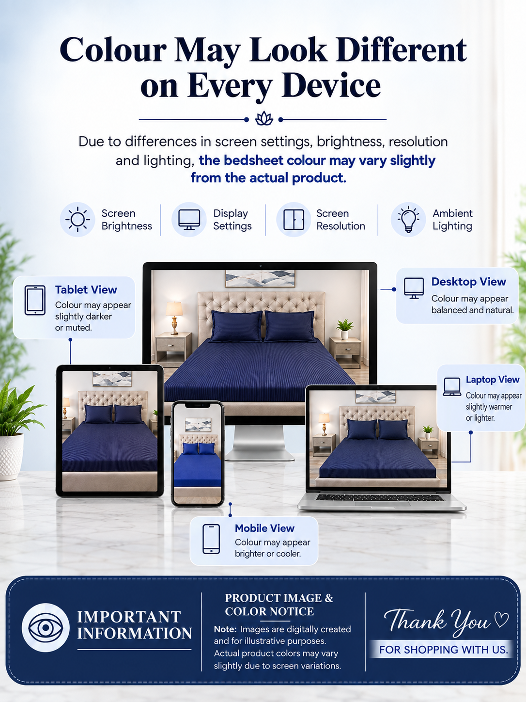 Premium 100% Cotton Satin King Size Bedsheet – 210 TC, 108 x 108 Inch| White & Sky blue