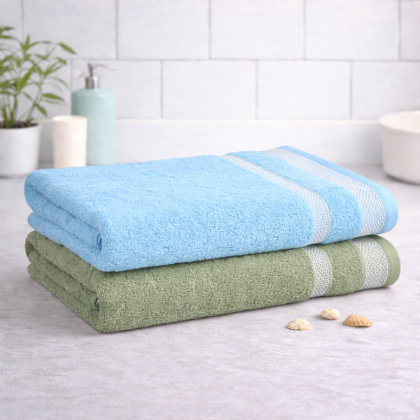 Mafatlal Daffodil Bath Towel – Grn/Blu, Cotton