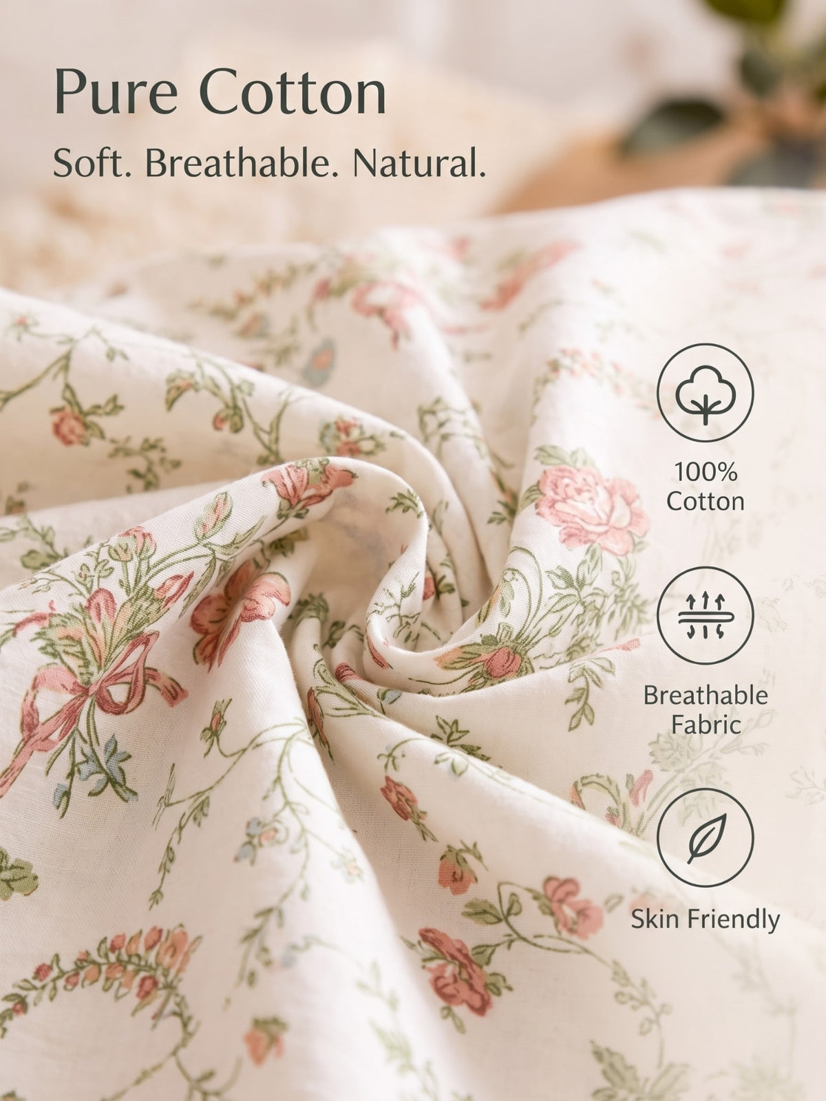 Noeul Home 100% Cotton King Size Bedsheet | 210 TC Soft & Breathable Fabric | 108 x 108 Inches | 2 Pillow Covers Included