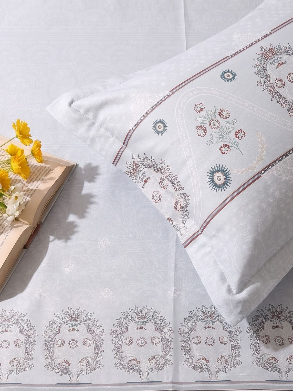 DAZZEL KING 100% Cotton Bedsheet | 210 TC Premium Fabric | King Size 108 x 108 Inches | Includes 2 Pillow Covers|Light Grey
