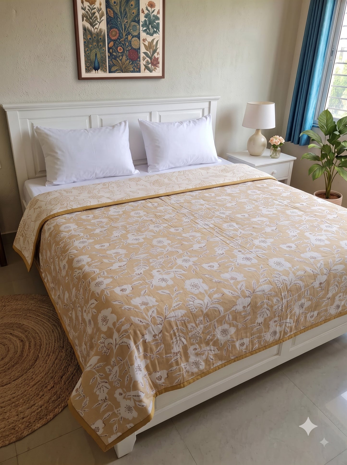 150 GSM Sparsh Cambric Cotton Double Bed Dohar | 210 x 240 cm | Reversible AC Blanket | Dusty Orange