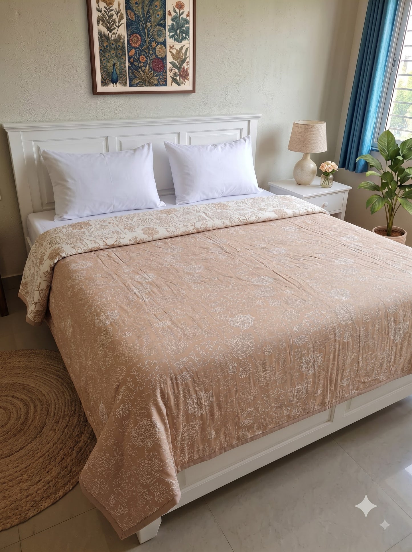 150 GSM Sparsh Cotton Double Bed Dohar | 210 x 240 cm | Reversible AC Blanket | Warm Beige