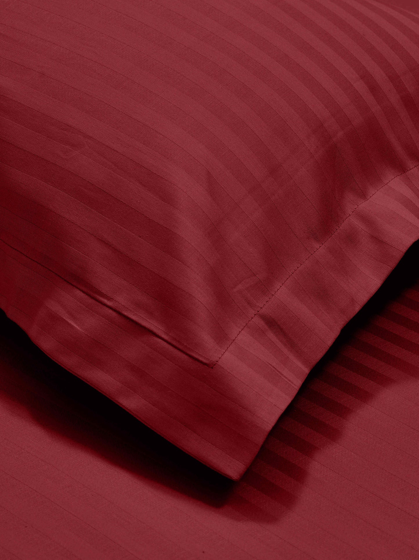 210 TC 100% Cotton Italian Strip Single Bedsheet | 90 x 60 Inches | Maroon