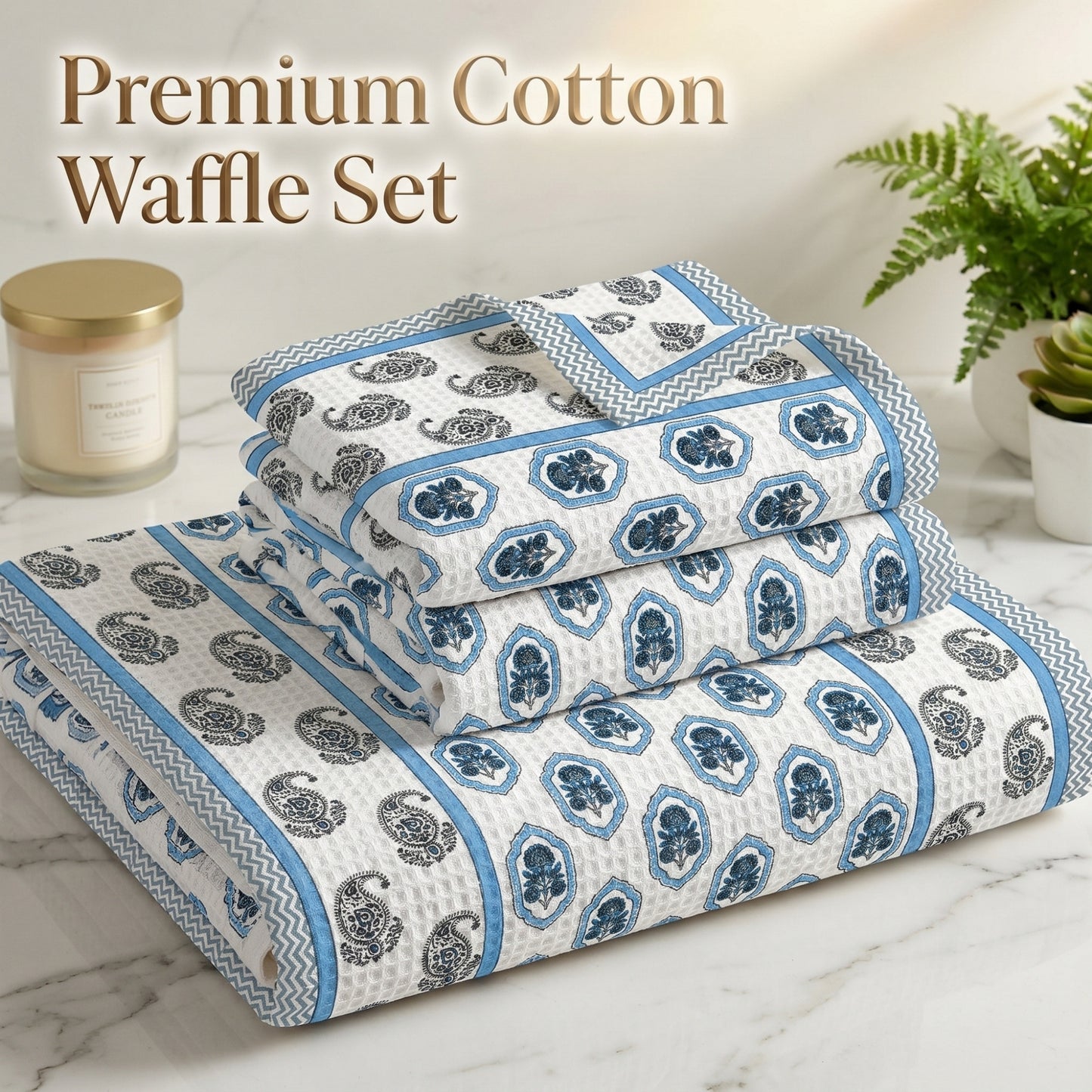 250 GSM Cotton Bath & Hand Towel Set | 1 Bath + 2 Hand Towels