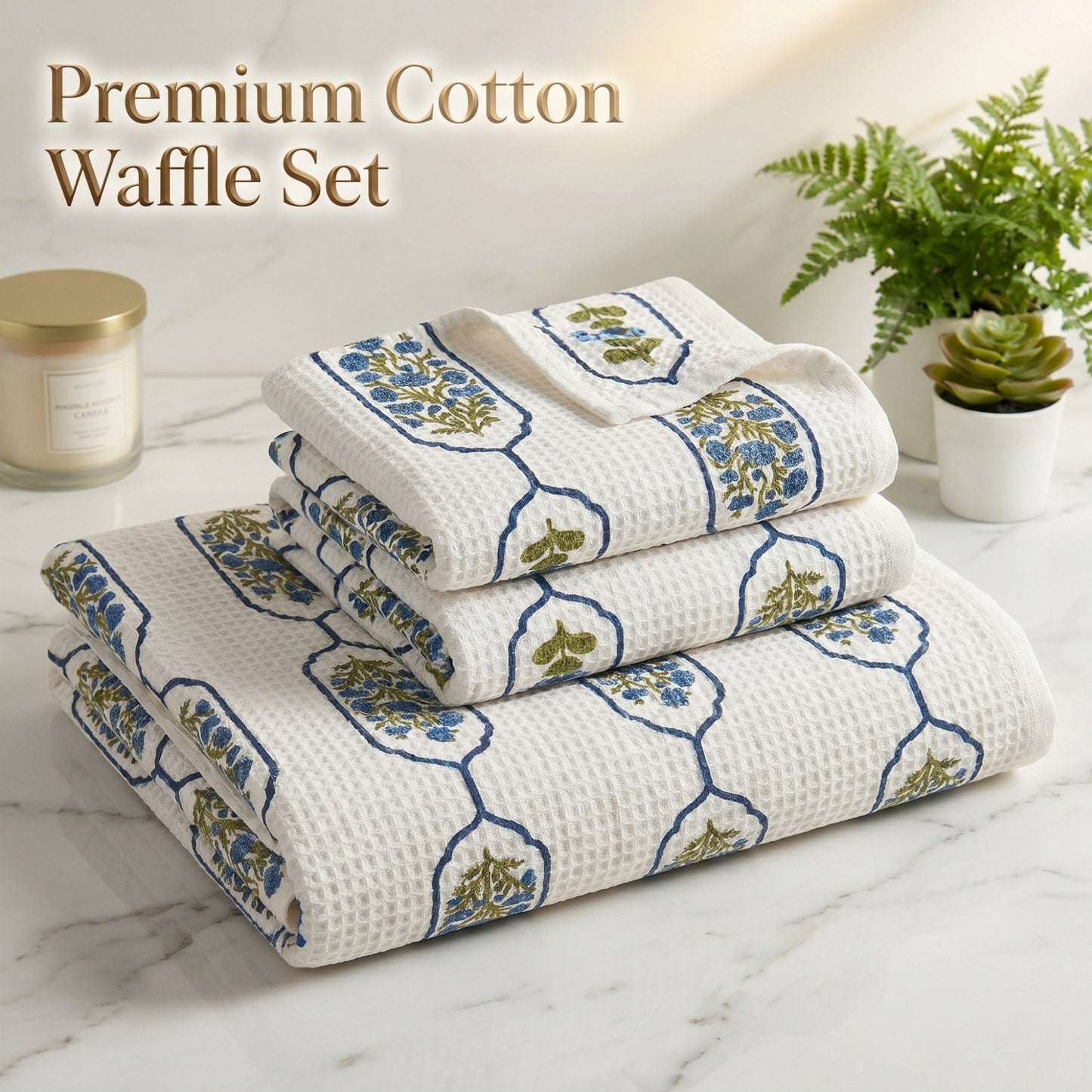 250 GSM Cotton Bath & Hand Towel Set | 1 Bath + 2 Hand Towels