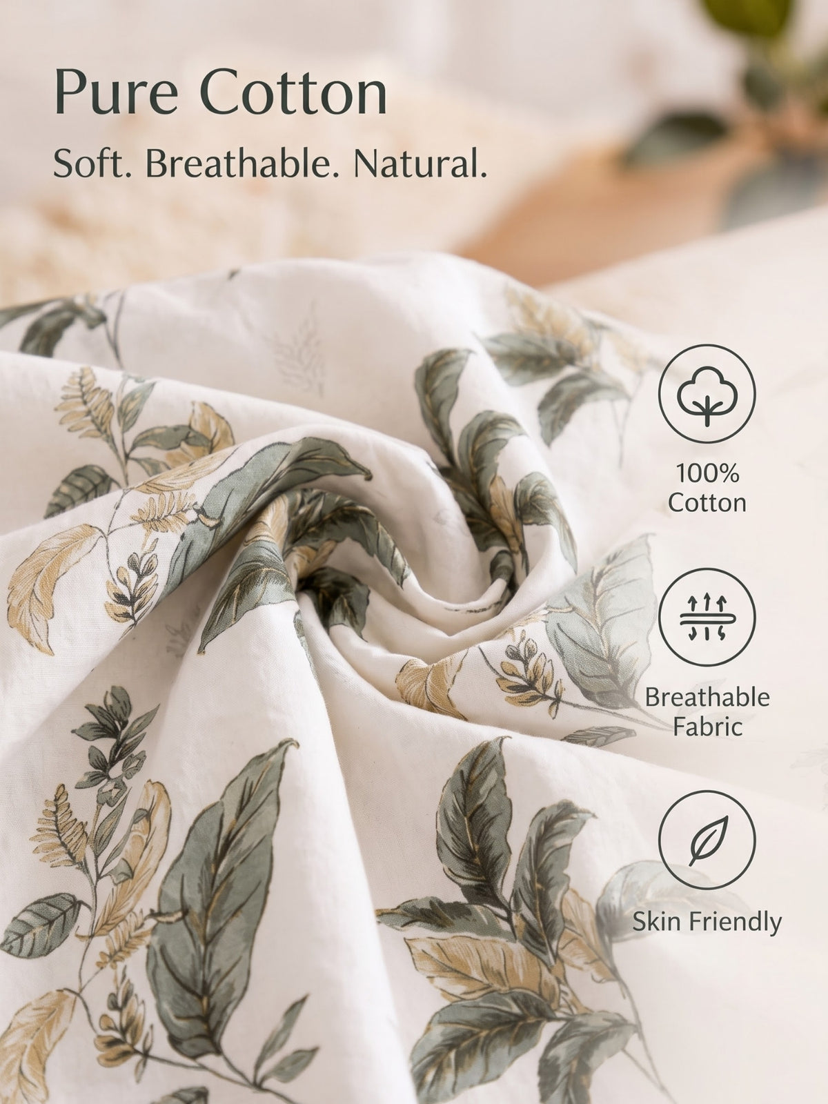 Noeul Home 100% Cotton King Size Bedsheet | 210 TC Soft & Breathable Fabric | 108 x 108 Inches | 2 Pillow Covers Included