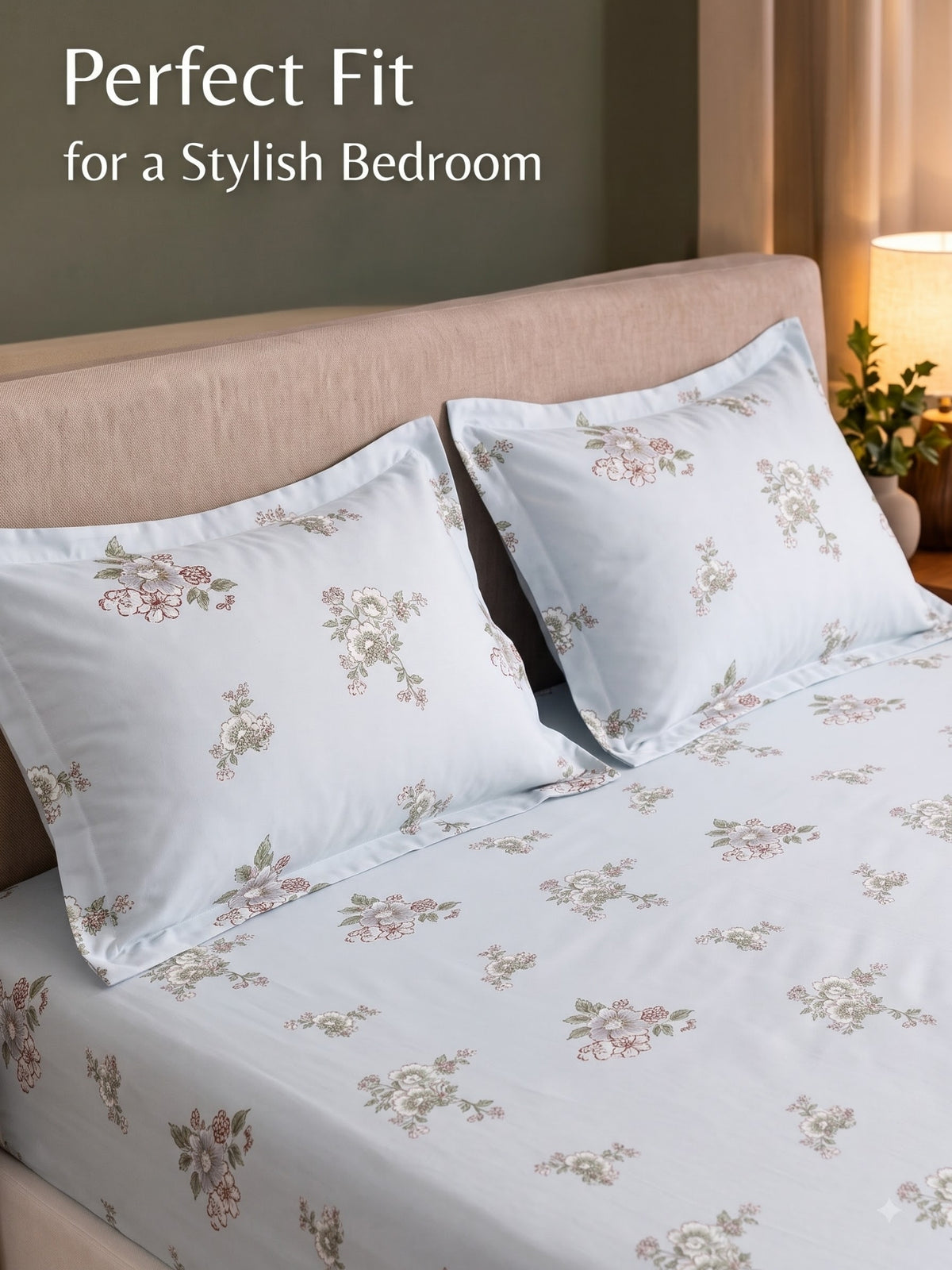 Noeul Home 100% Cotton King Size Bedsheet | 210 TC Soft & Breathable Fabric | 108 x 108 Inches | 2 Pillow Covers Included