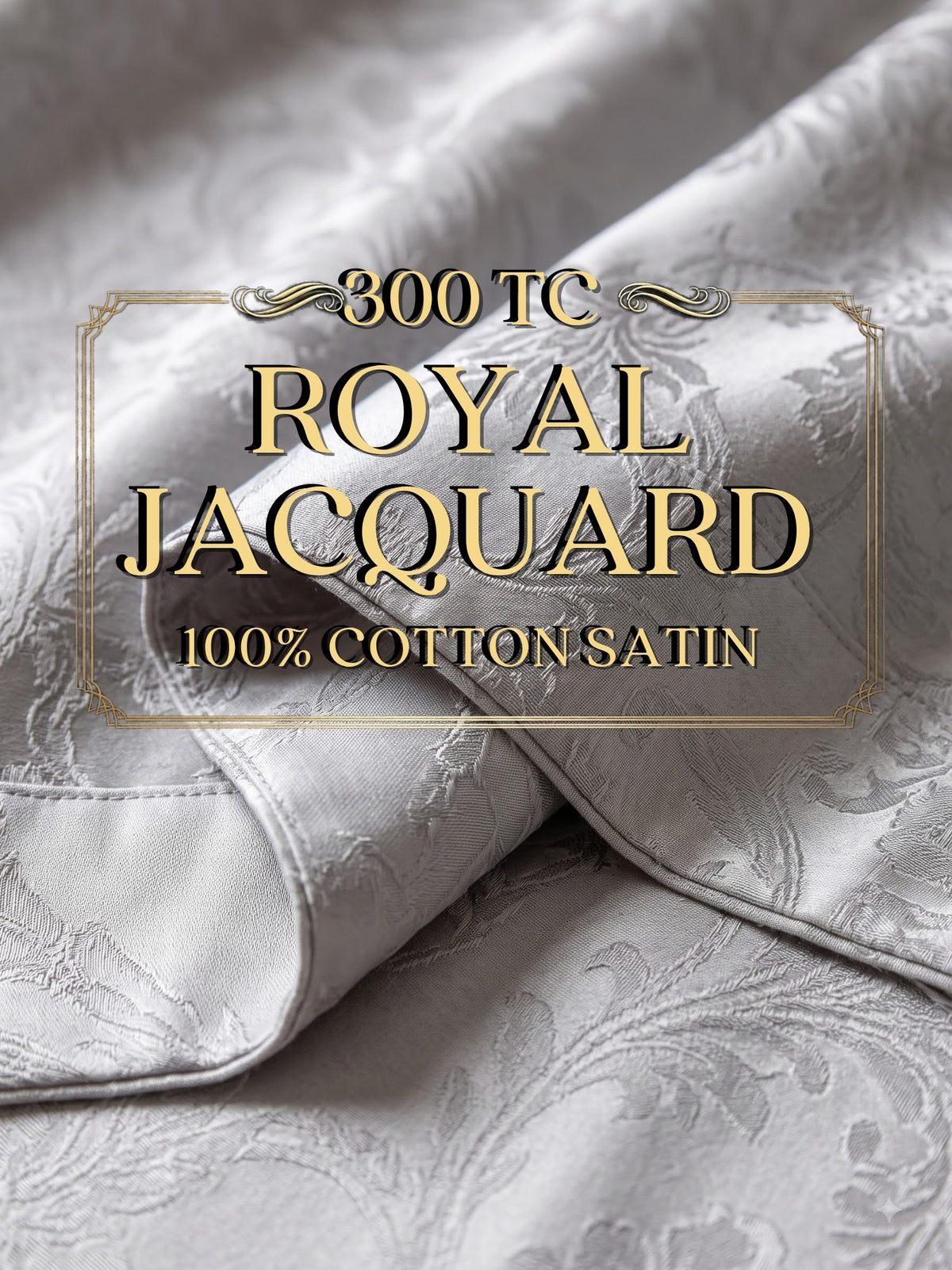 Signature 100% Cotton Luxury King Size Bedsheet | 300 TC Premium Jacquard Weave | 108 x 108 Inches|Silver Grey