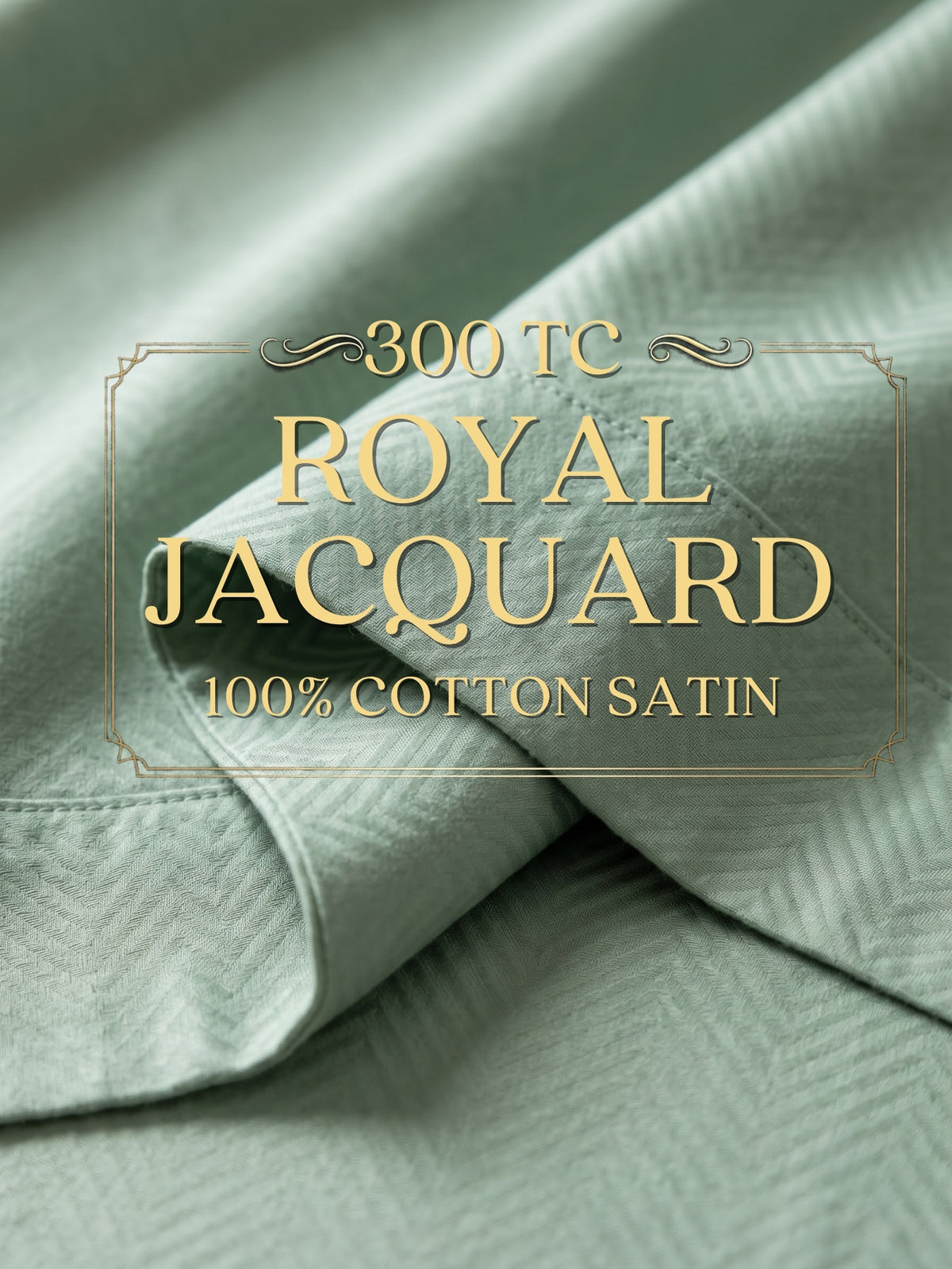 Signature 100% Cotton Luxury King Size Bedsheet | 300 TC Premium Jacquard Weave | 108 x 108 Inches|Pista Green