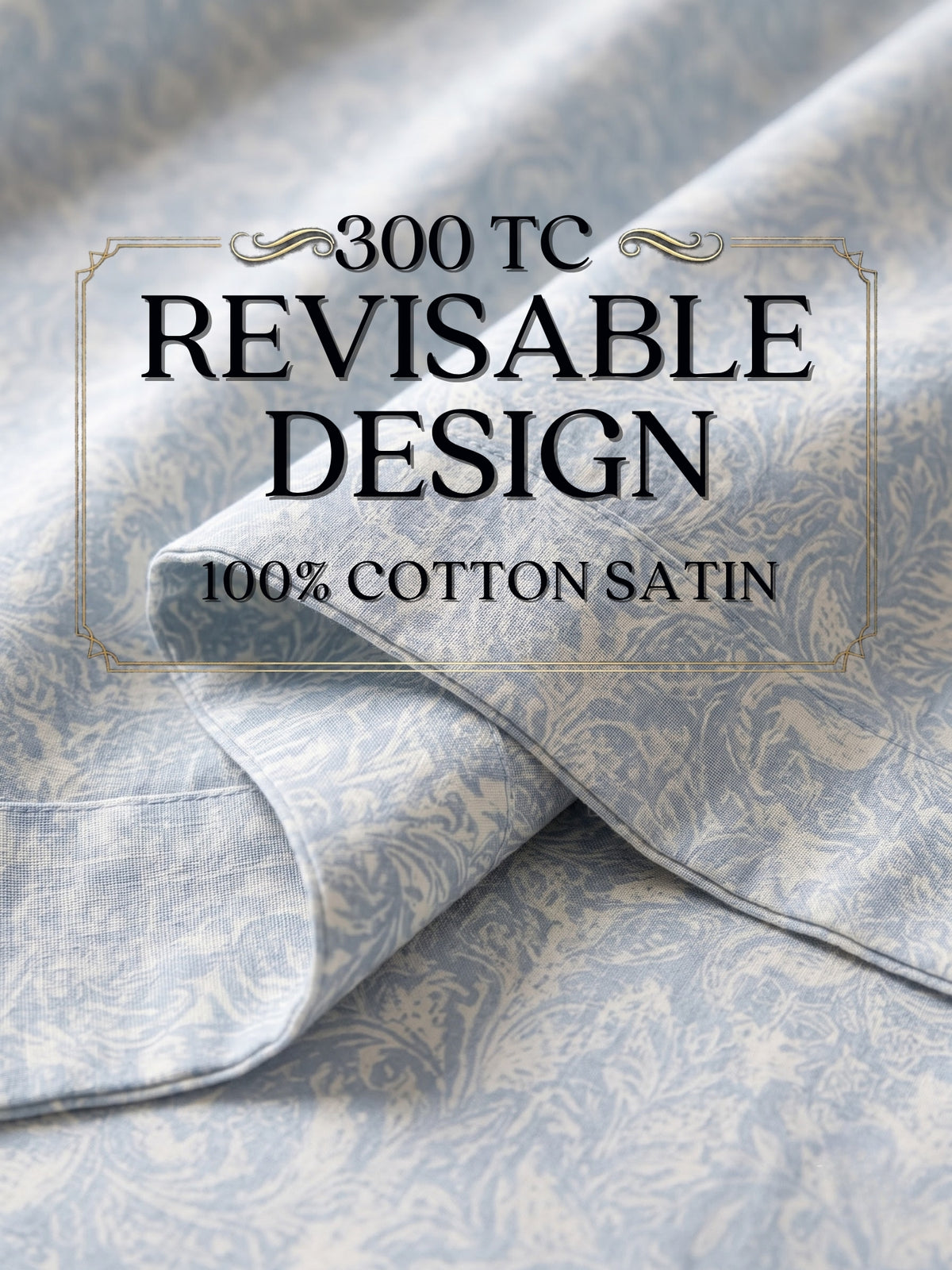 Royale Collection Reversible King Size Bedsheet | 100% Cotton 300 TC Two-Tone Jacquard Weave | 108 x 108 Inches| Teal Blue