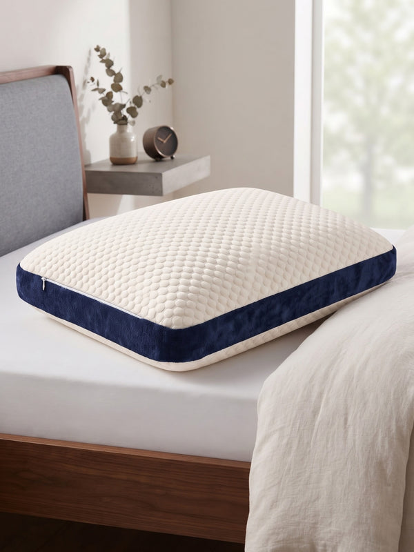 Memory Foam Pillow for Sleeping | High Loft 4.5 Inch | 100% Visco-Elastic Memory Foam | Neck & Shoulder Support | Knitted Jacquard Cover | 23 x 15 x 4.5 Inches | White | Pack of 1