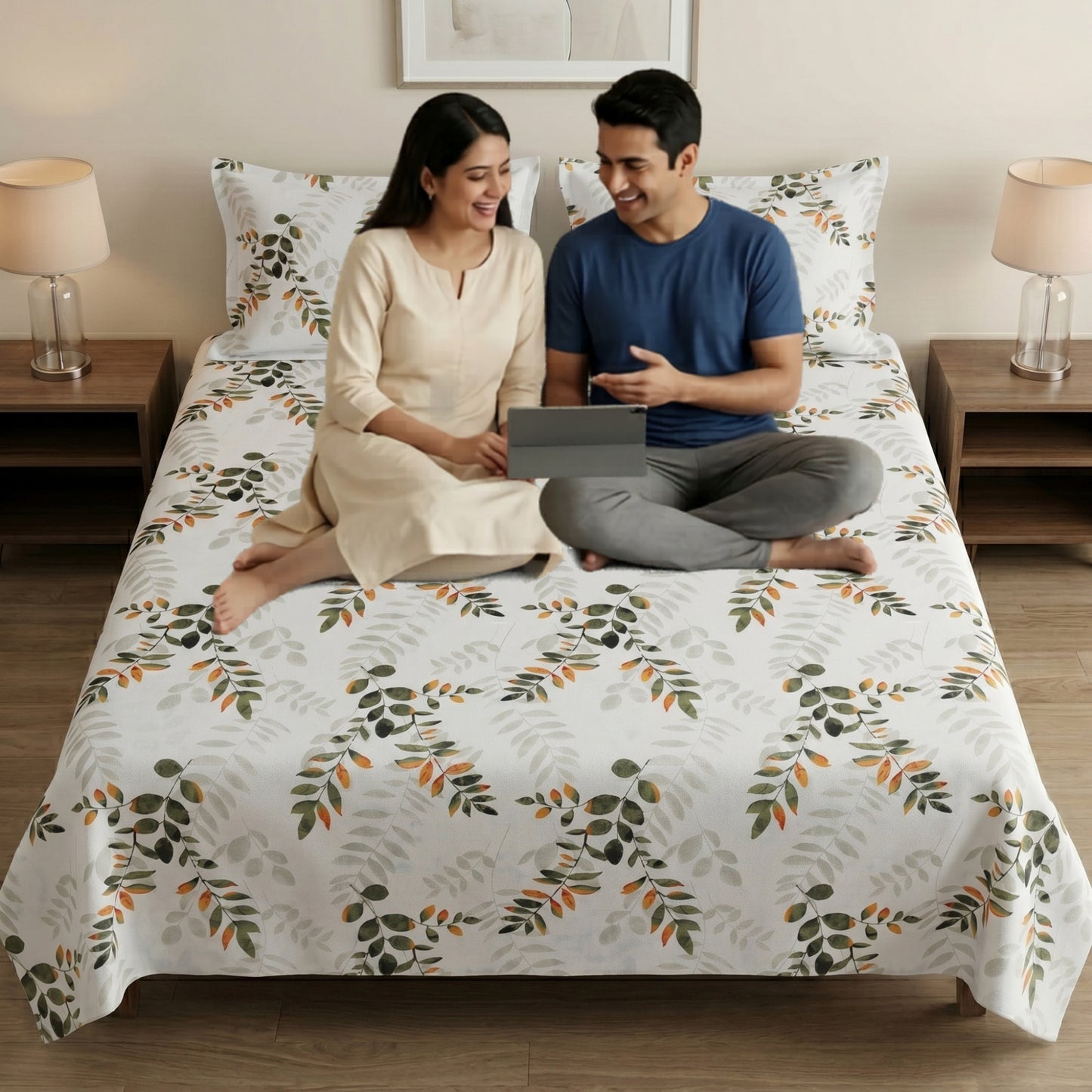 186 TC 100 % Cotton King Bedsheet | 108 x 108 Inch