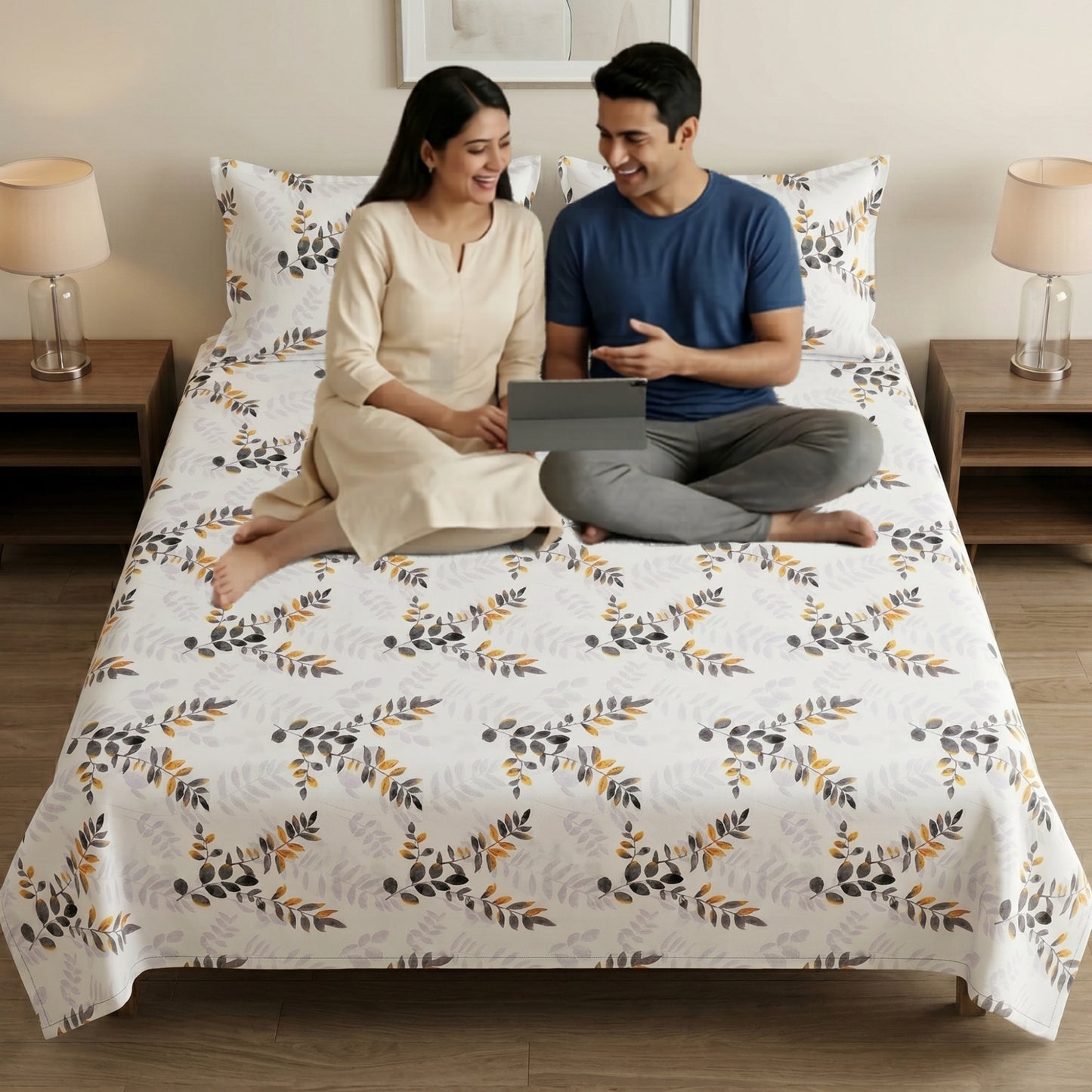 186 TC 100 % Cotton King Bedsheet | 108 x 108 Inch