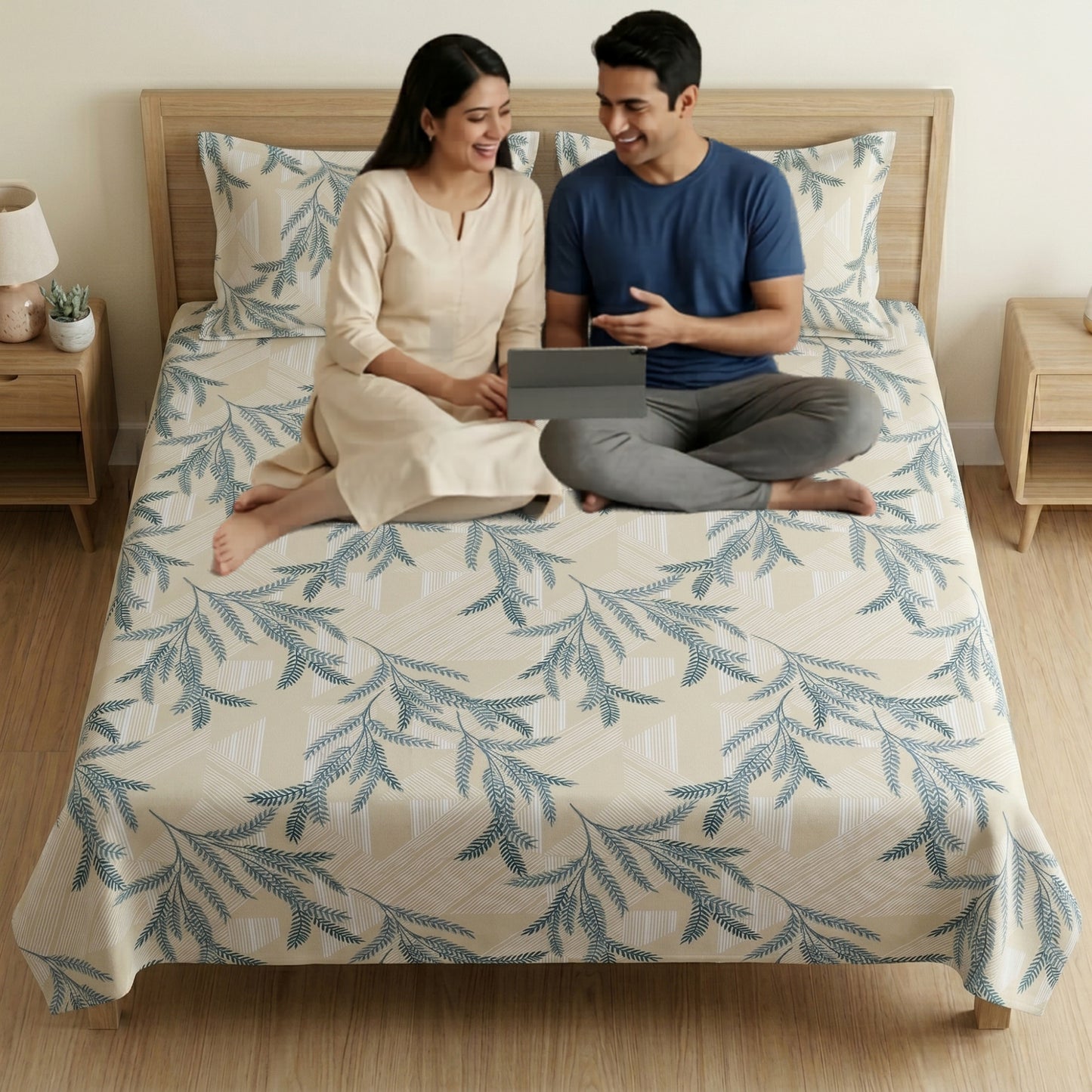186 TC 100 % Cotton King Bedsheet | 108 x 108 Inch