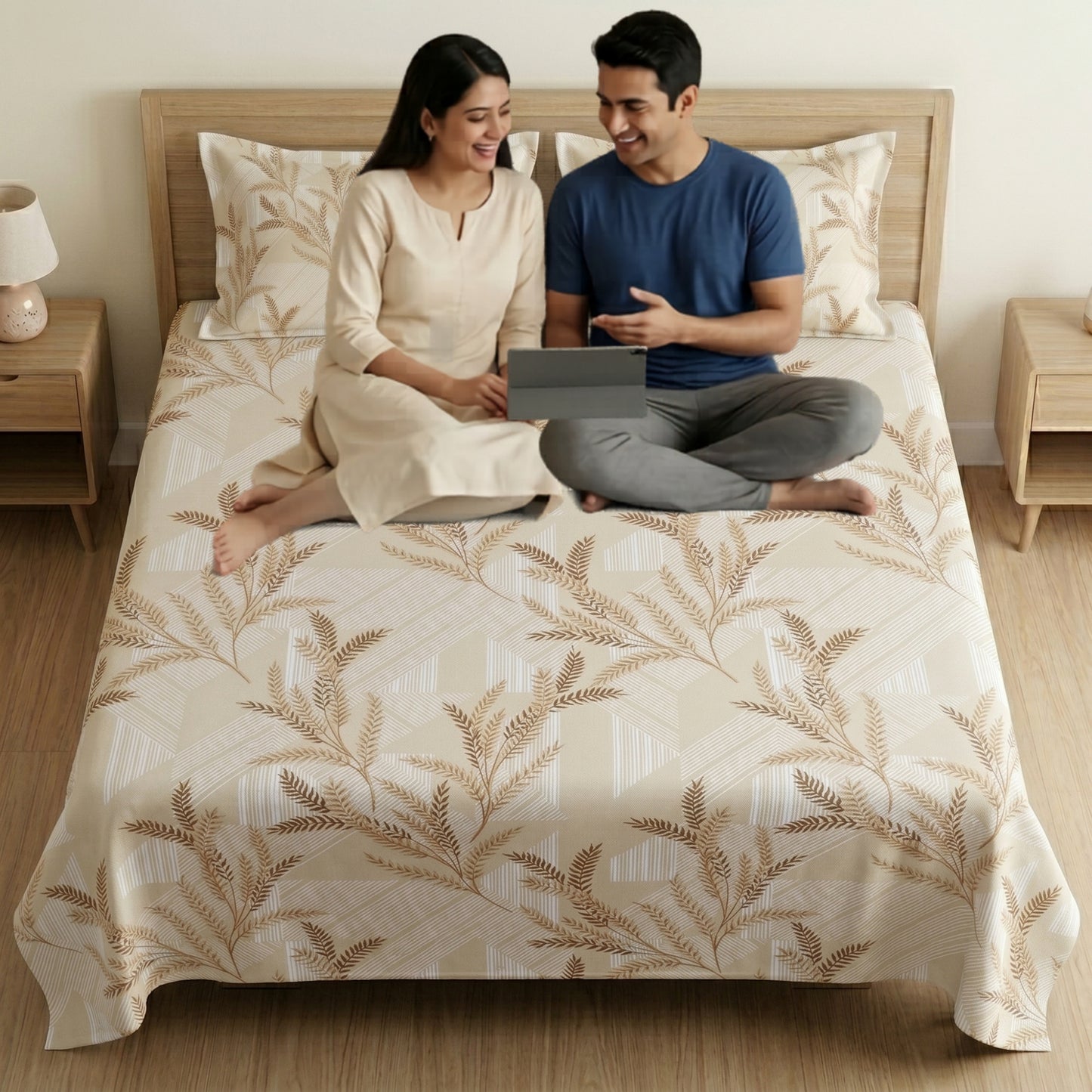 186 TC 100 % Cotton King Bedsheet | 108 x 108 Inch
