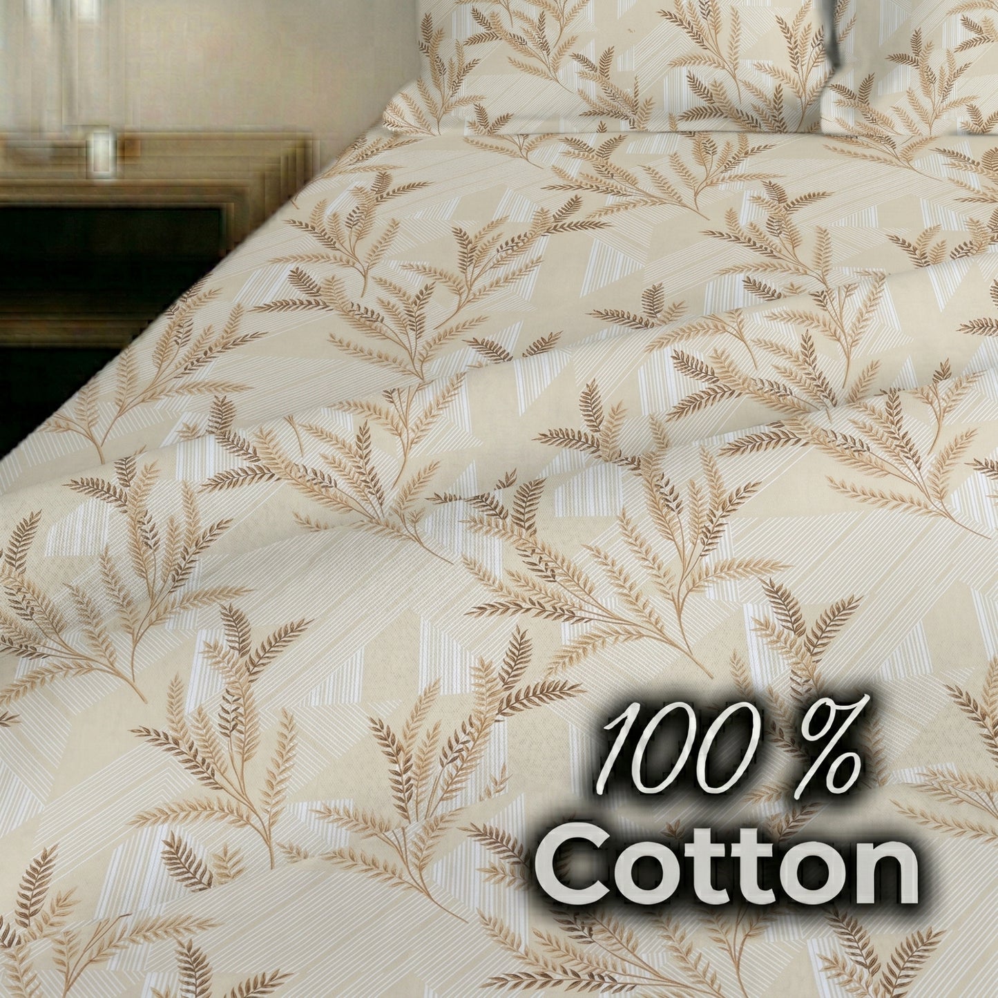 186 TC 100% Cotton Single Bedsheet 90 x 60 Inch with 1 Pillow Cover