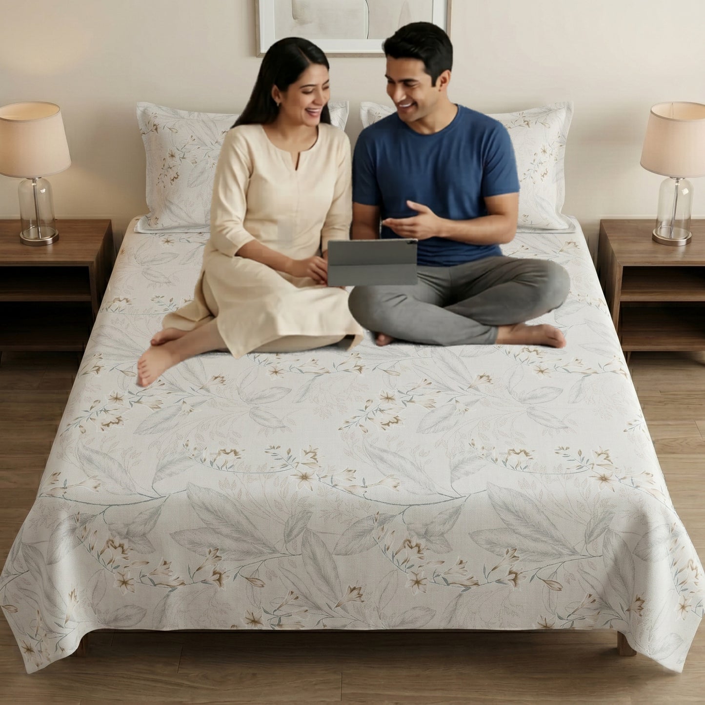 186 TC 100 % Cotton King Bedsheet | 108 x 108 Inch