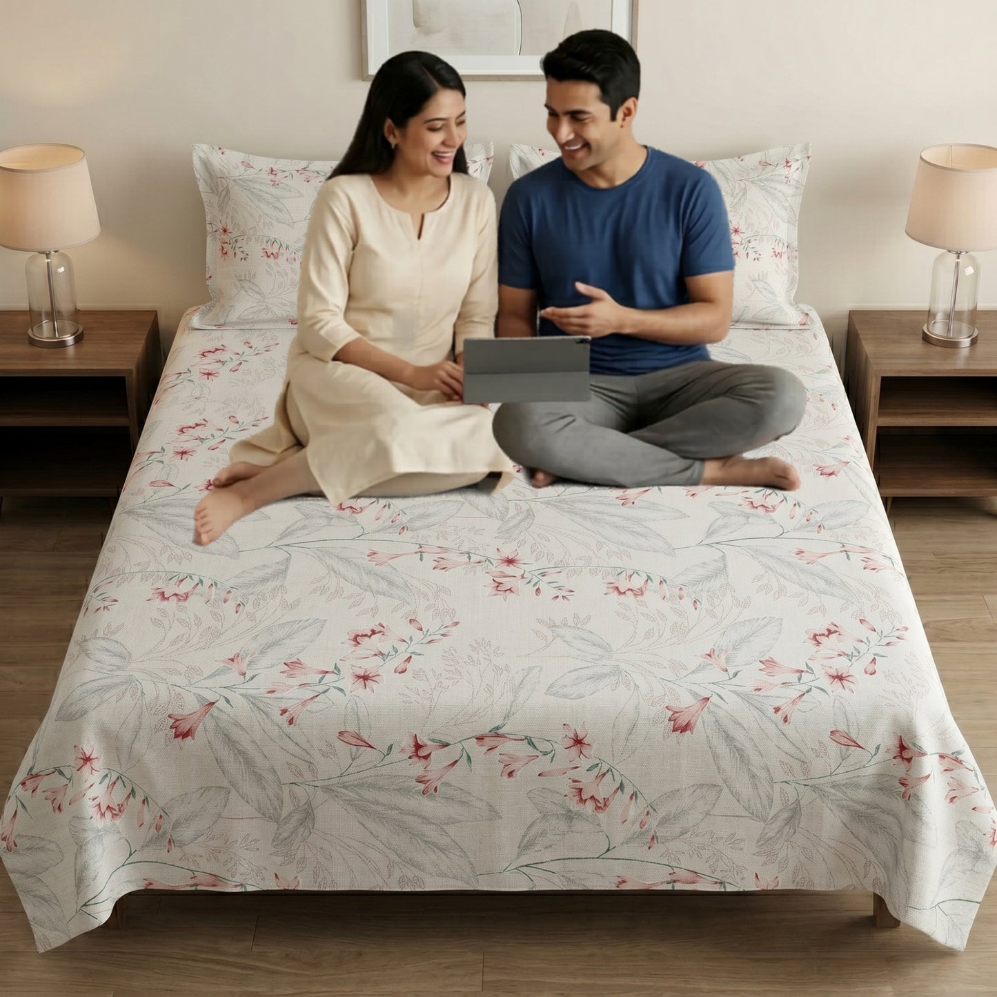 186 TC 100 % Cotton King Bedsheet | 108 x 108 Inch