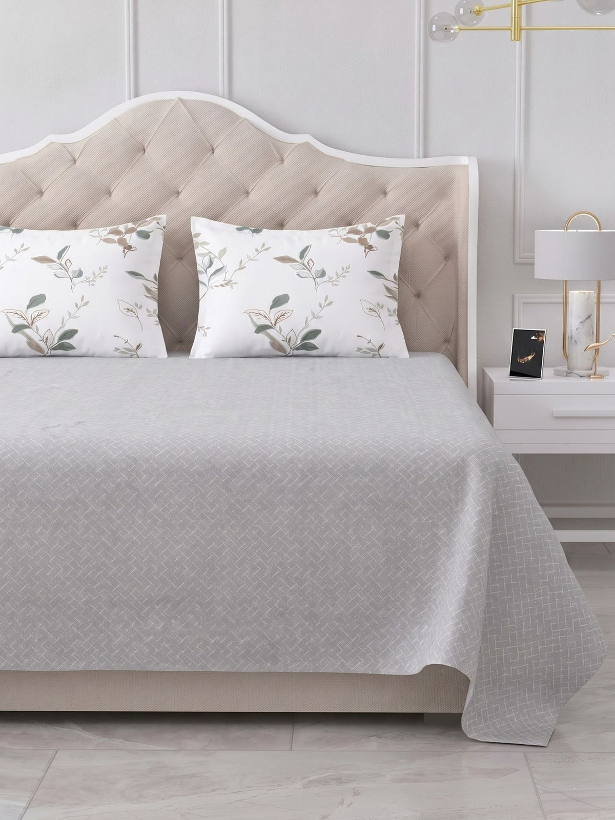 100% Cotton Classic Bedsheet - 108 x 108 Inches, 144 TC|Grey
