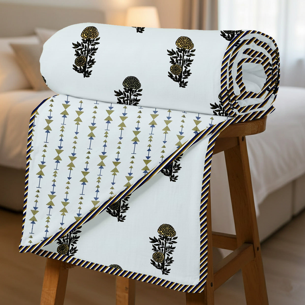 300 GSM Pure Cotton Malmal Single Bed Dohar | 58 x 88 Inch |Bright White