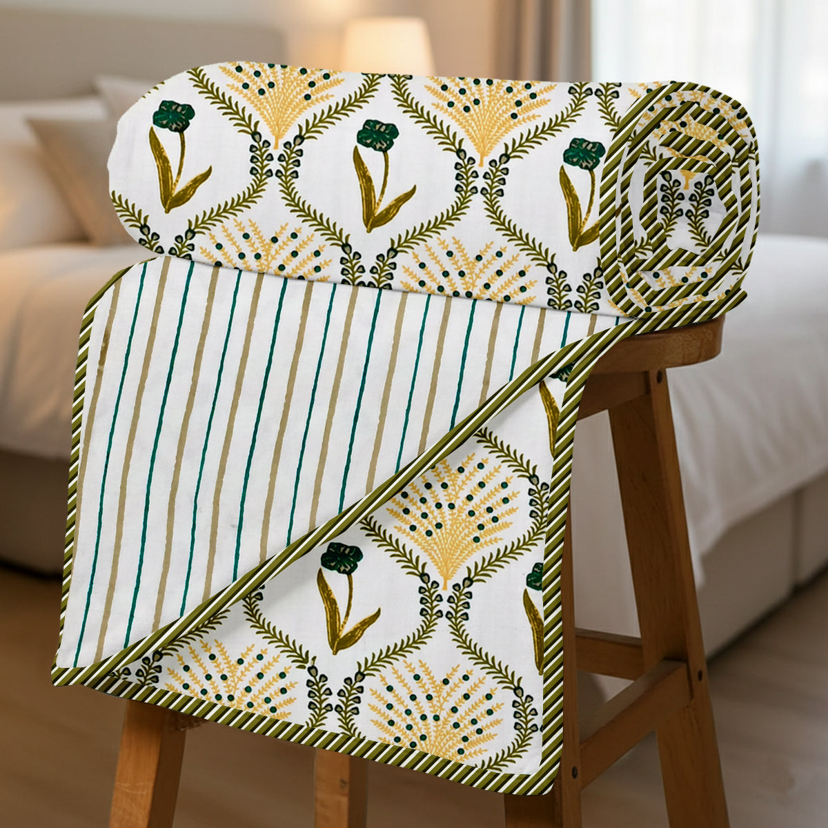 300 GSM Pure Cotton Malmal Single Bed Dohar | 147 x 223 cm |Tender Yellow