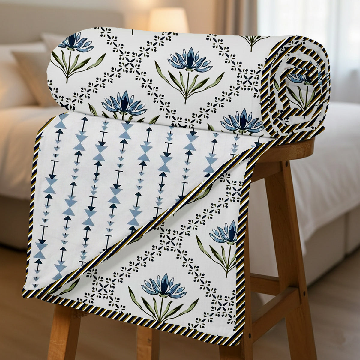 300 GSM Pure Cotton Malmal Single Bed Dohar | 58 x 88 Inch| Soft Blue