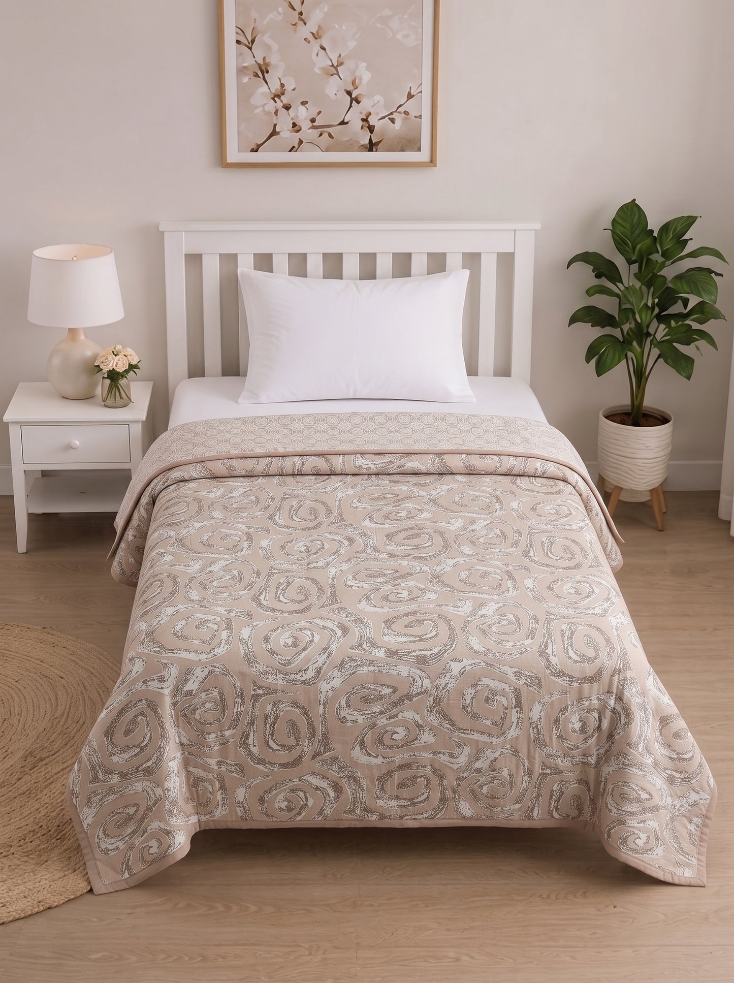 150 GSM Sparsh Cambric Cotton Reversible Single Bed Dohar 152 x 228 cm – Burn Orange