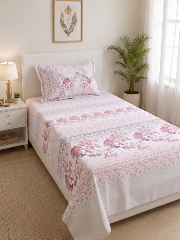 186 TC 100% Cotton Single Bedsheet | 90 x 60 Inches