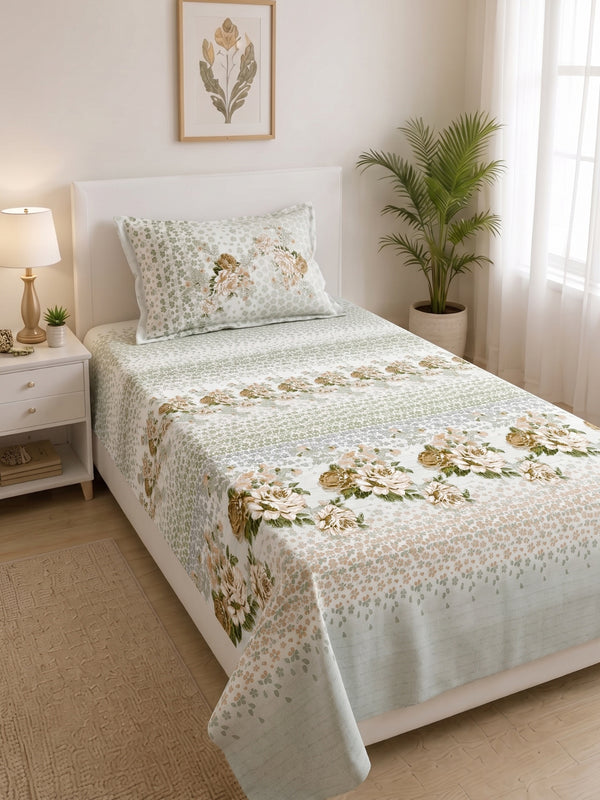 186 TC 100% Cotton Single Bedsheet | 90 x 60 Inches
