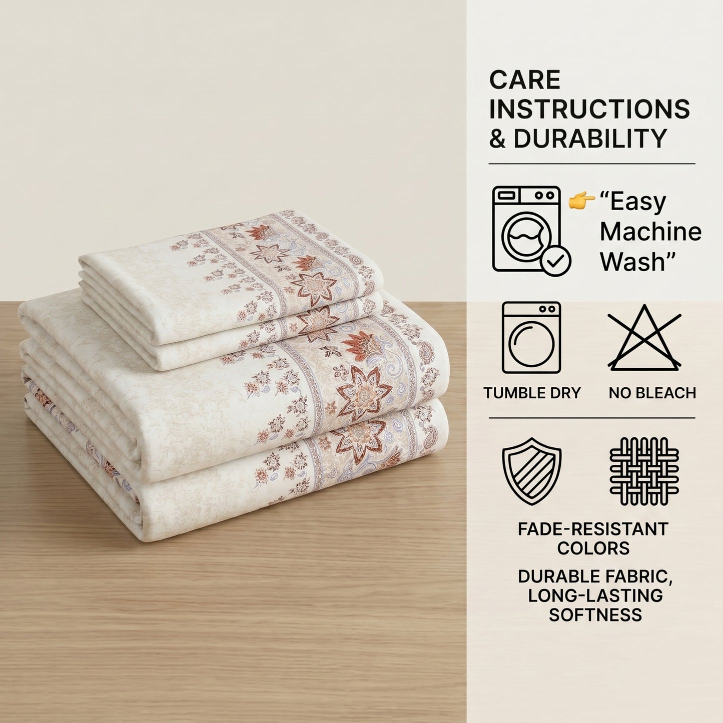 186 TC 100% Cotton Single Bedsheet | 90 x 60 Inches