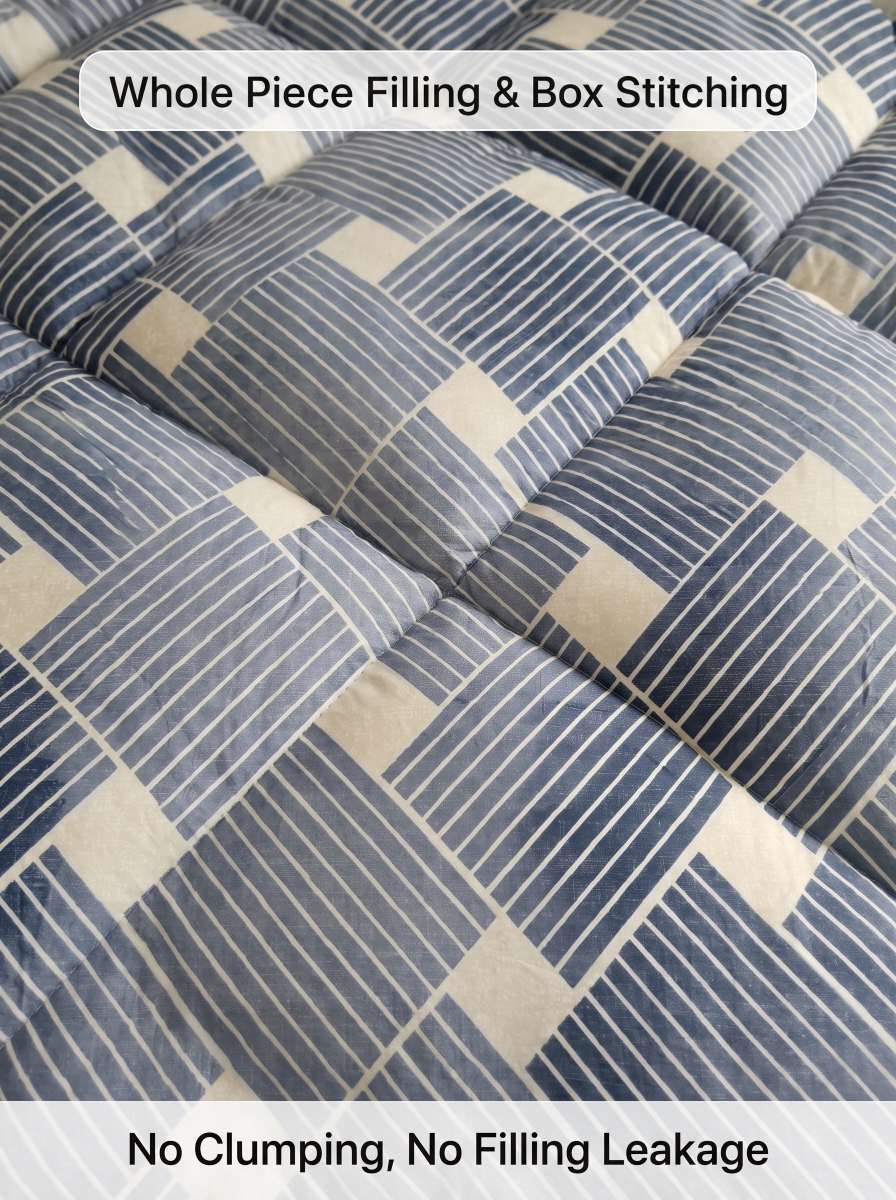 120 GSM Reversible Single Bed Comforter, Lightweight AC Comforter, 154 x 228 cm | Denim Blue