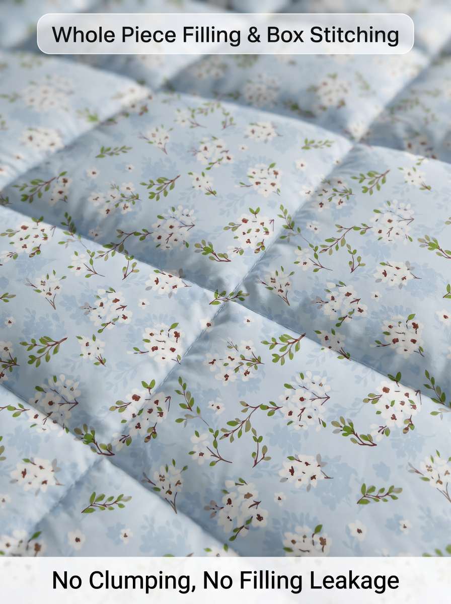 120 GSM Reversible Single Bed Comforter, Lightweight AC Comforter, 154 x 228 cm | Powder Blue