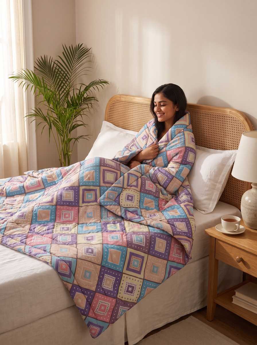 120 GSM Reversible Single Bed Comforter, Lightweight AC Comforter, 90 x 60 Inch | Multicolour