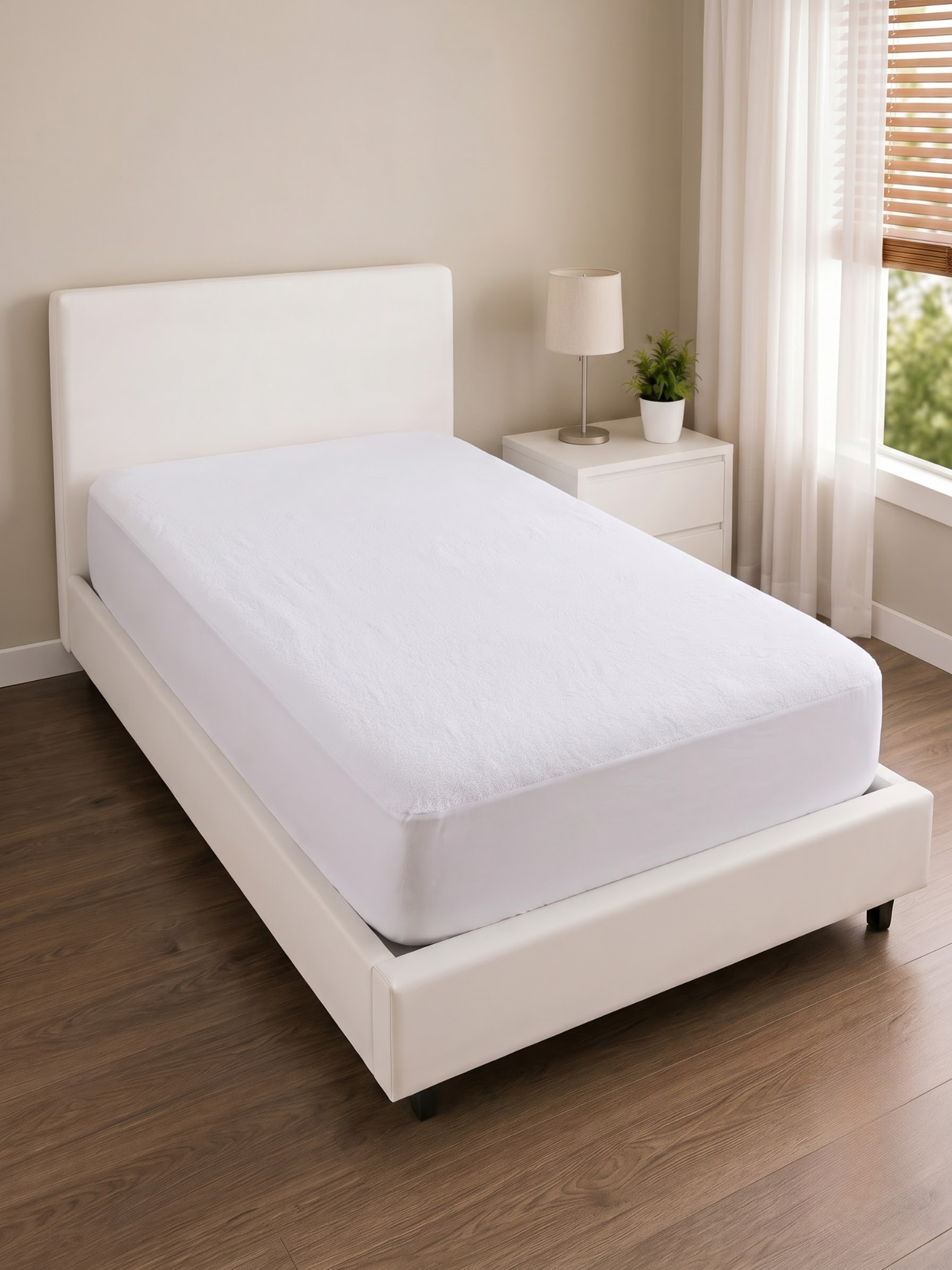 Waterproof Fitted Mattress Protector Cover | Single (36x72") | Breathable & Hypoallergenic | White