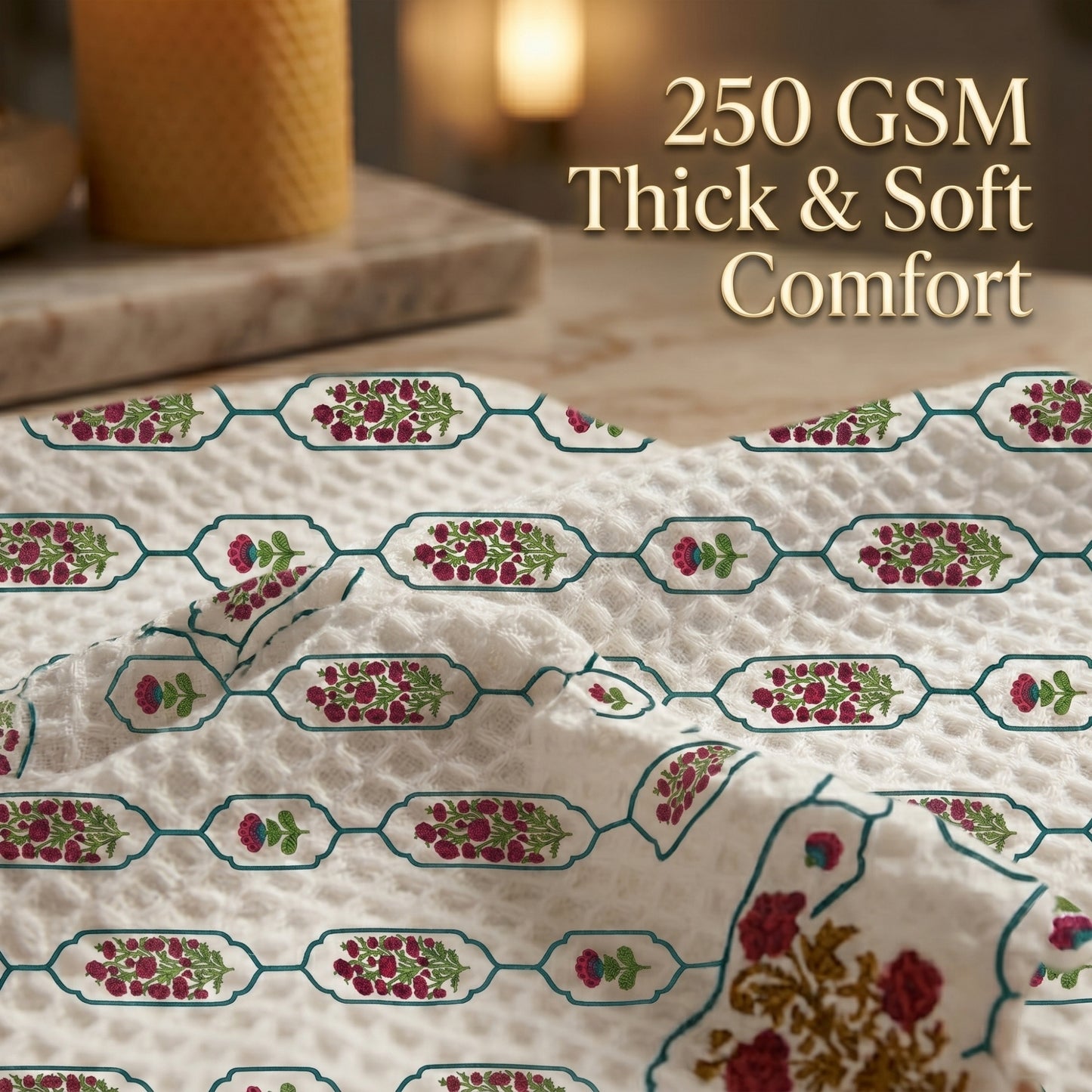 250 GSM Cotton Waffle Bath Towel | 147 × 76 cm