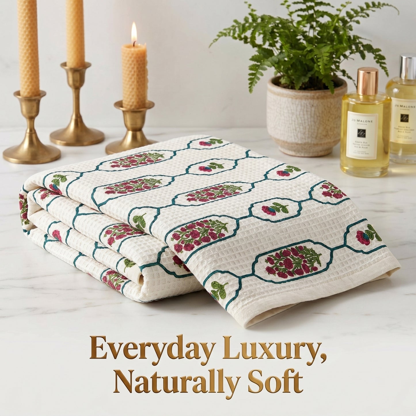 250 GSM Cotton Waffle Bath Towel | 147 × 76 cm