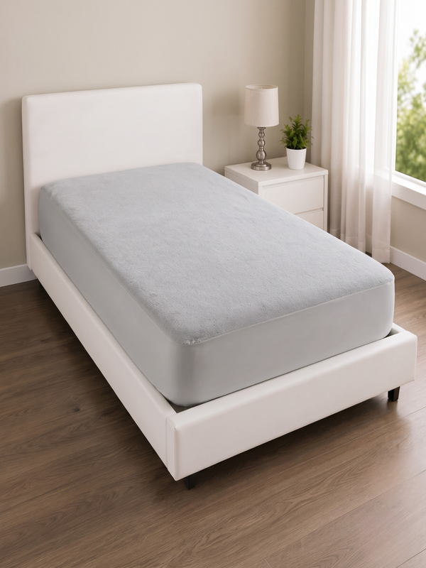 Waterproof Fitted Mattress Protector Cover | Single (36x72") | Breathable & Hypoallergenic | Grey