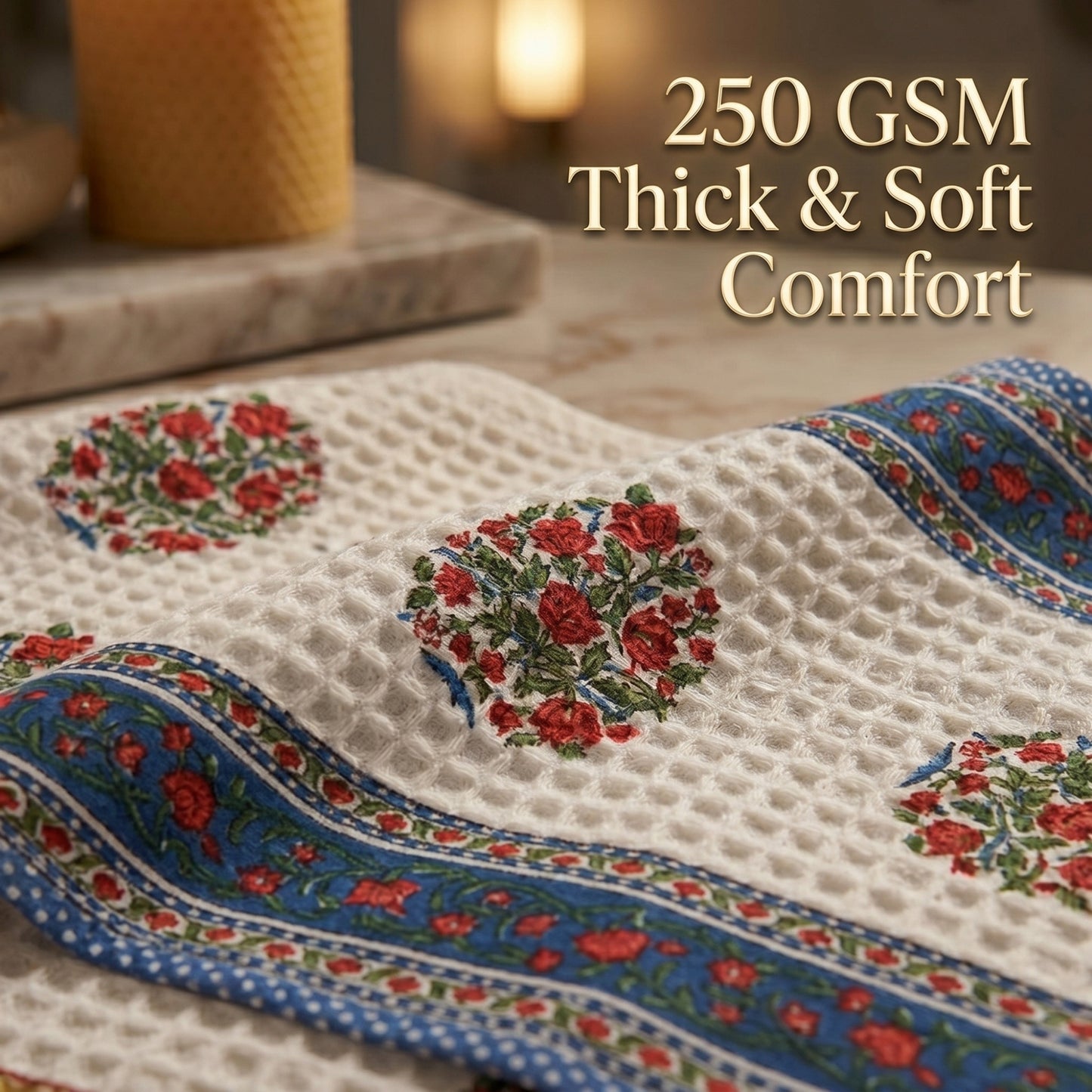 250 GSM Cotton Waffle Bath Towel | 147 × 76 cm