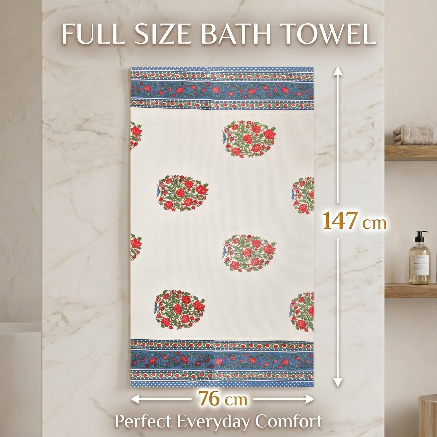 250 GSM Cotton Waffle Bath Towel | 147 × 76 cm