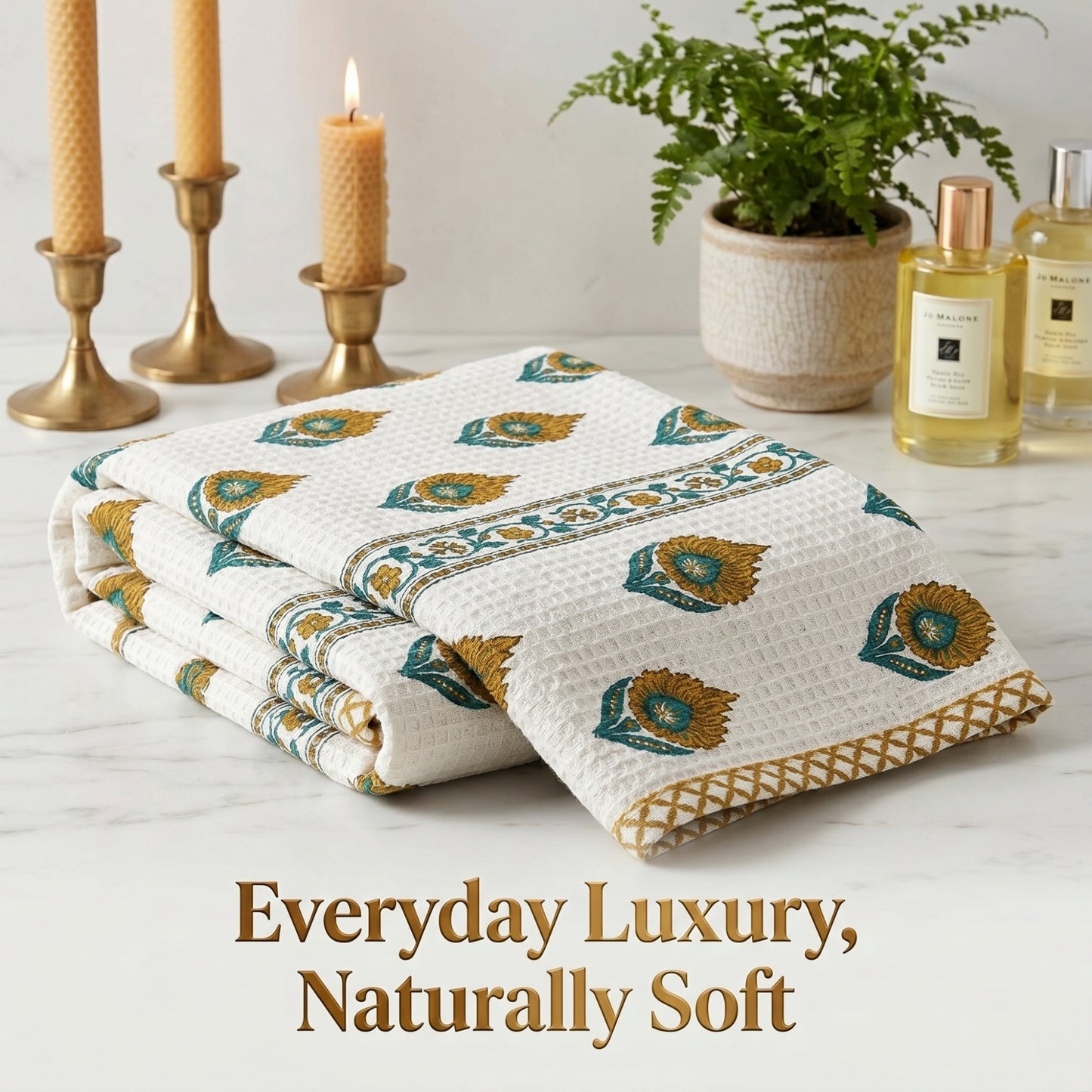 250 GSM Cotton Waffle Bath Towel | 147 × 76 cm