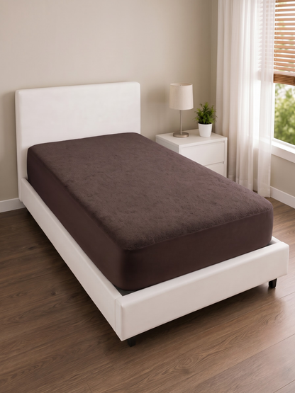 Waterproof Fitted Mattress Protector Cover | Single (36x72") | Breathable & Hypoallergenic | Choco