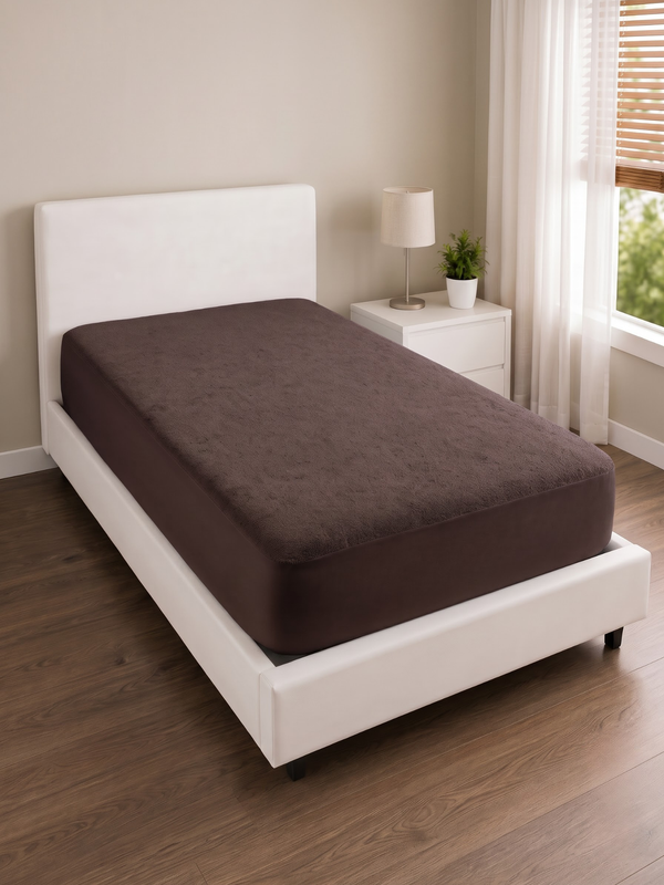 Waterproof Fitted Mattress Protector Cover | Single (36x72") | Breathable & Hypoallergenic | Choco