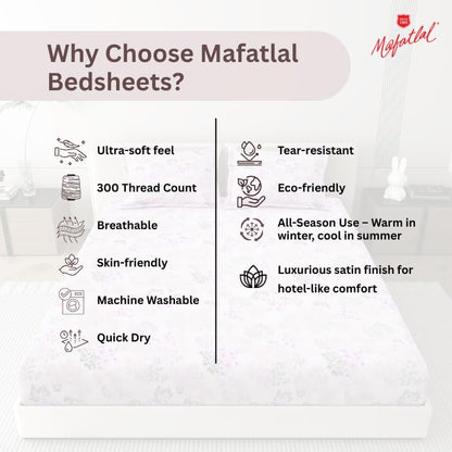 Mafatlal Blaze Bedsheet – Light Grey, beige, and white tones, King, Cotton