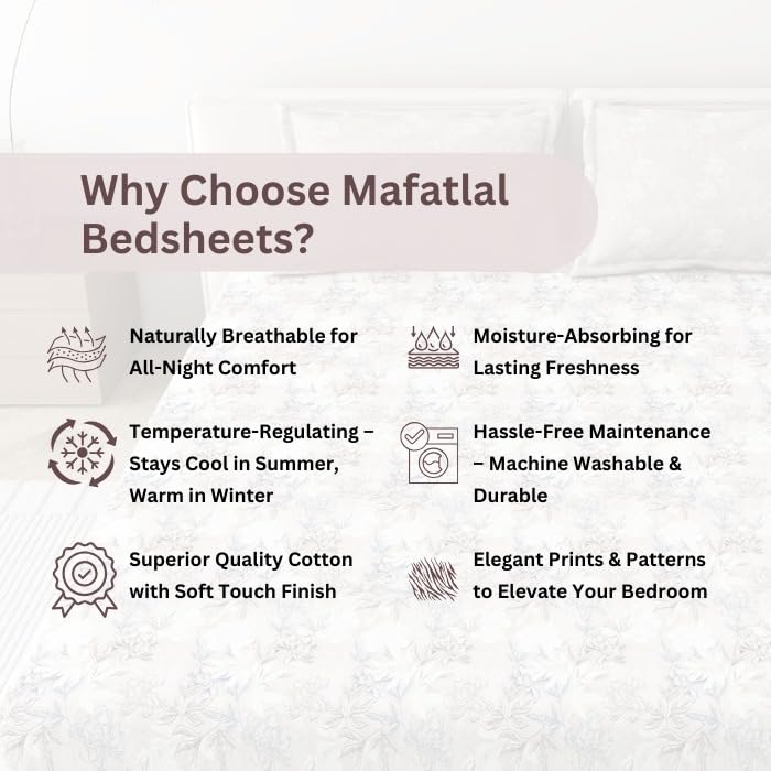 Mafatlal Autumn Delight Bedsheet – Navy Blue, King, Cotton